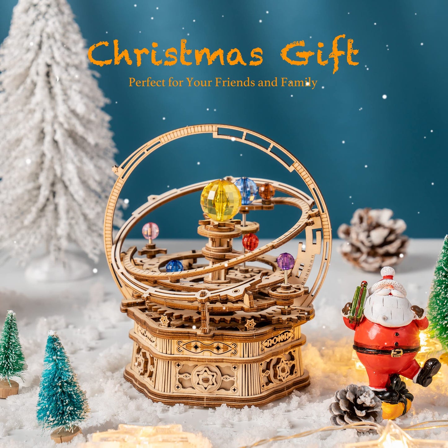 ROKR 3D Wooden Puzzles Rotatable DIY Model Music Box Mechanical Starry Night - Educational Brain Teaser Assembly Model Building Kits, Adults Crafts Hobbies Gifts for Adult (Starry Night)