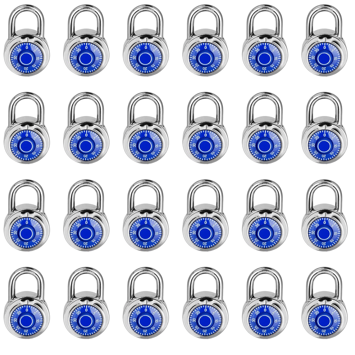 Combination Lock, LQYN Standard Dial Combination Lock, Pack of 24; Blue Turnplate, 2 in. Wide, Fixed Three Digital Combination, for School, Gym & Locker, Toolbox, Gate