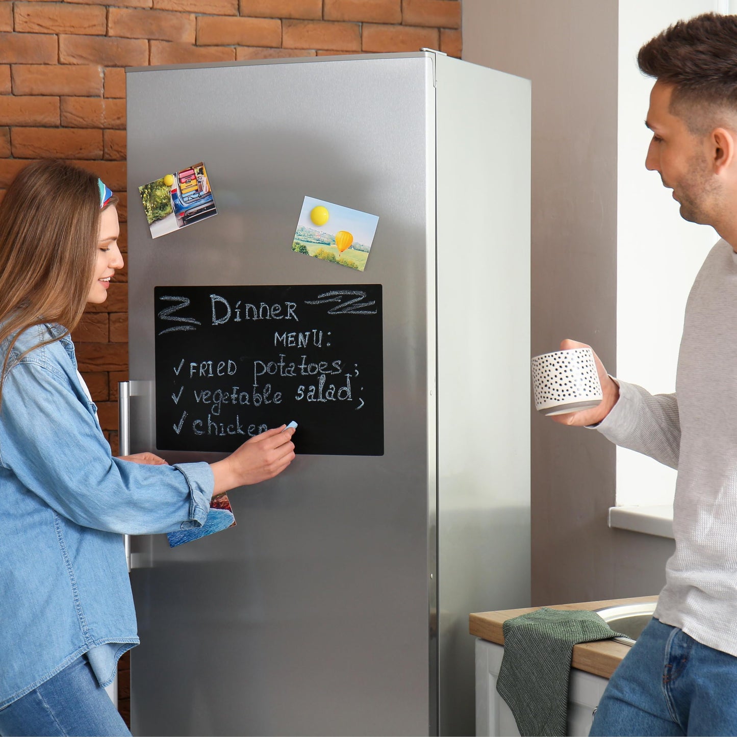 Babenoun Chalkboard Wallpaper Stick and Peel, 36" x 48" Magnetic Chalk Board Contact Paper with Adhesive on Wall for School, Office, Kitchen Fridge, Kids Drawing with Dustless Chalk