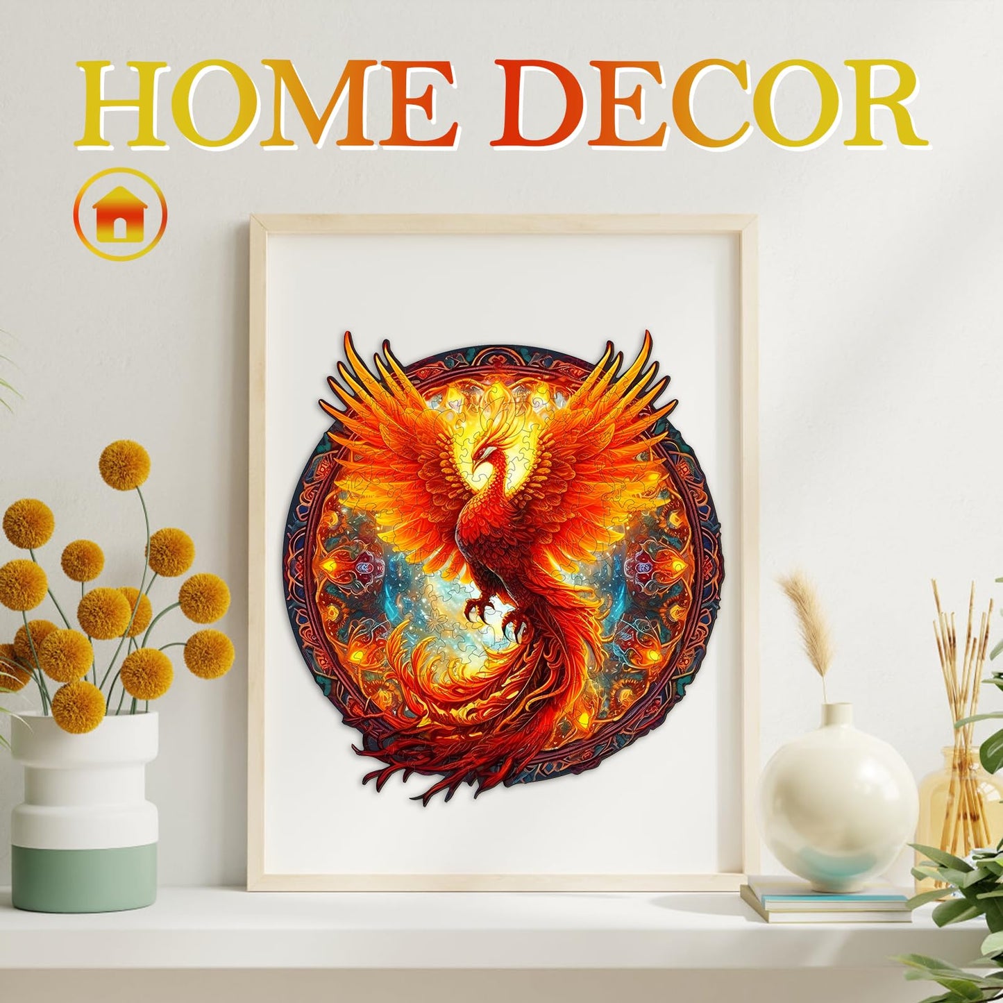 KAAYEE Wooden Jigsaw Puzzles-Wooden Puzzle Adult Unique Shape Advanced Phoenix Wooden Jigsaw Puzzle for Adult, Family Puzzles 14.9 * 13.8in 290pcs,Chritmas Gift