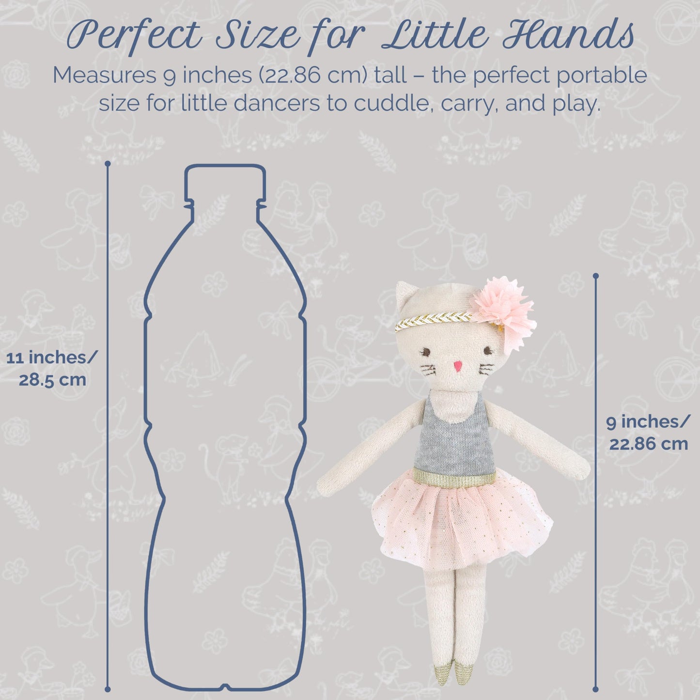 MON AMI Kacie The Kitty Ballerina Stuffed Doll – 9”, Soft Plush Animal Doll, Use as Toy or Room Decor, Great Gift for Kids of All Ages