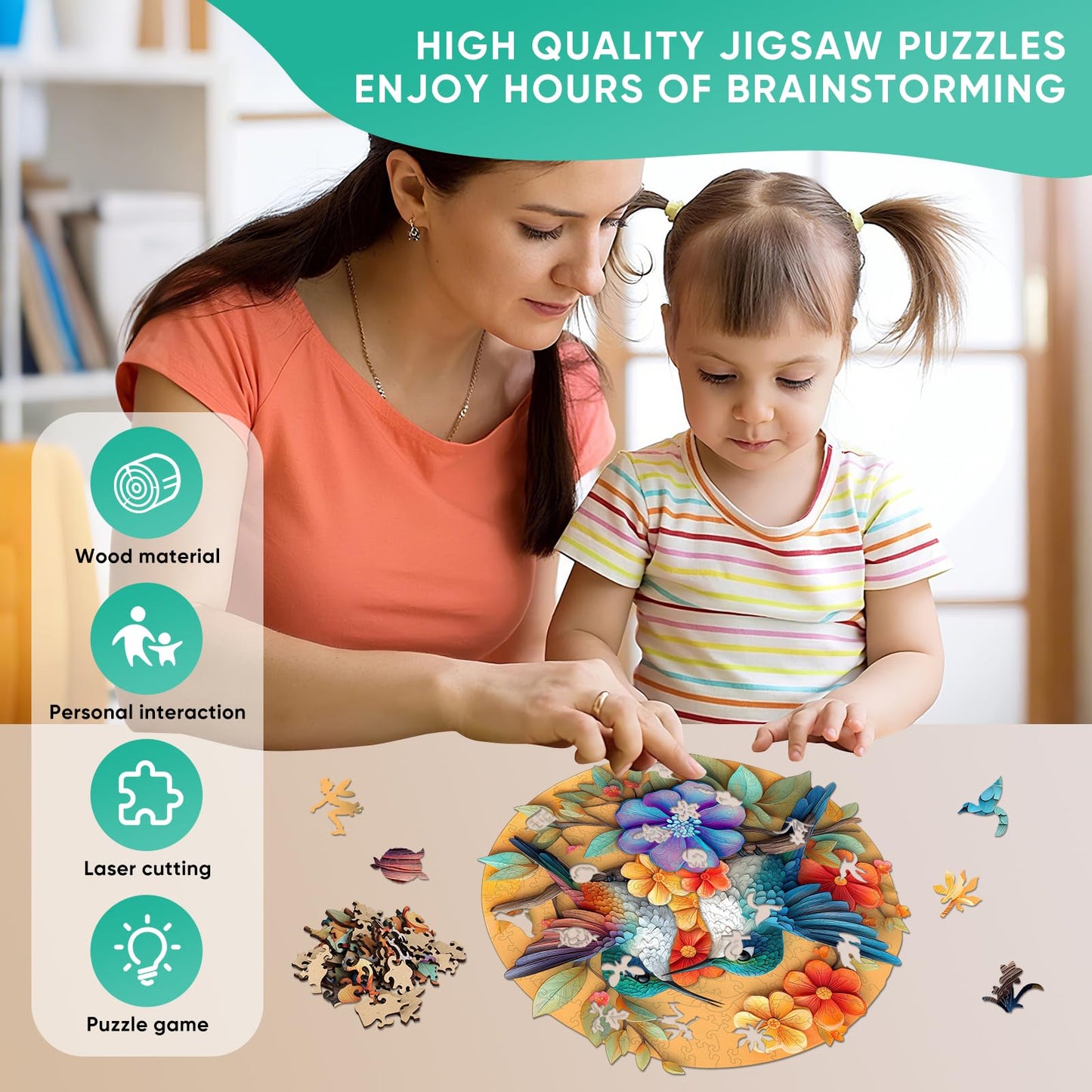 Pikoqunc Wooden Puzzles for Adults Playing Hummingbirds Puzzles 500pcs