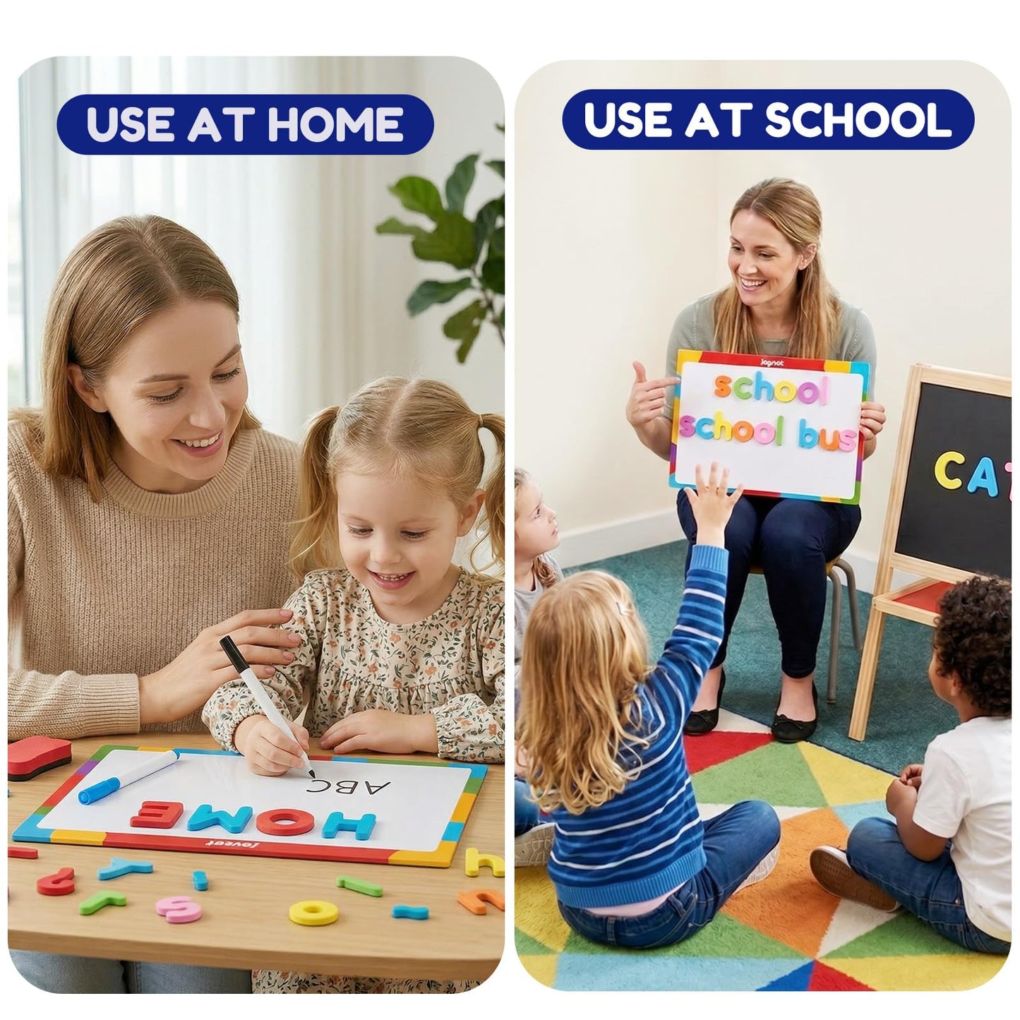 JoyCat Classroom English & Spanish Magnetic Letters Kit 234 Pcs with Double-Sided Magnet Board - Foam Alphabet Letters for Preschool Kids Spelling and Learning - Fridge Magnets ABC Education Toys