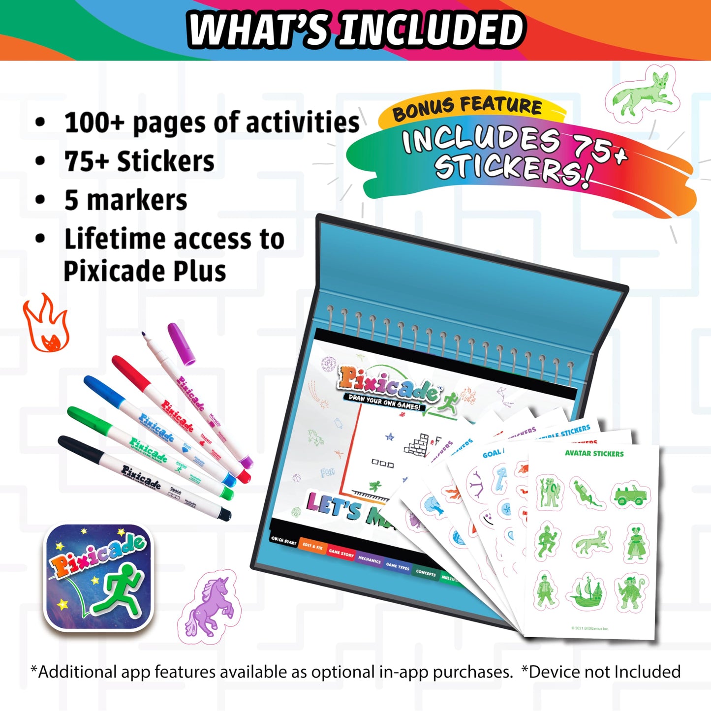 Abacus Brands Pixicade! Plus | Turn Drawings Into Playable Video Games! | Doodle & Draw, Snap Play & Share Instant Video Games! | Mobile Video Game Maker and Creation Studio!