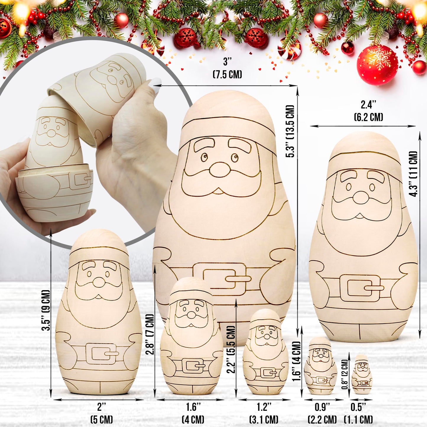 AEVVV Unfinished Matryoshka Santa Claus