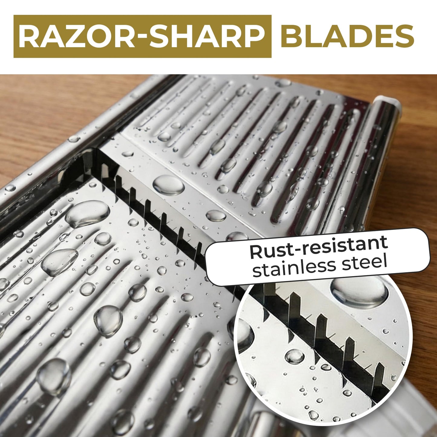 Gramercy Adjustable Mandoline Food Slicer, Mandoline Slicer for Kitchen, Mandolin, Potato, Tomato, Carrot, Vegetable, Fruit and Onion Cutter - Stainless Steel - INCLUDING 1 Pair Cut-Resistant Gloves