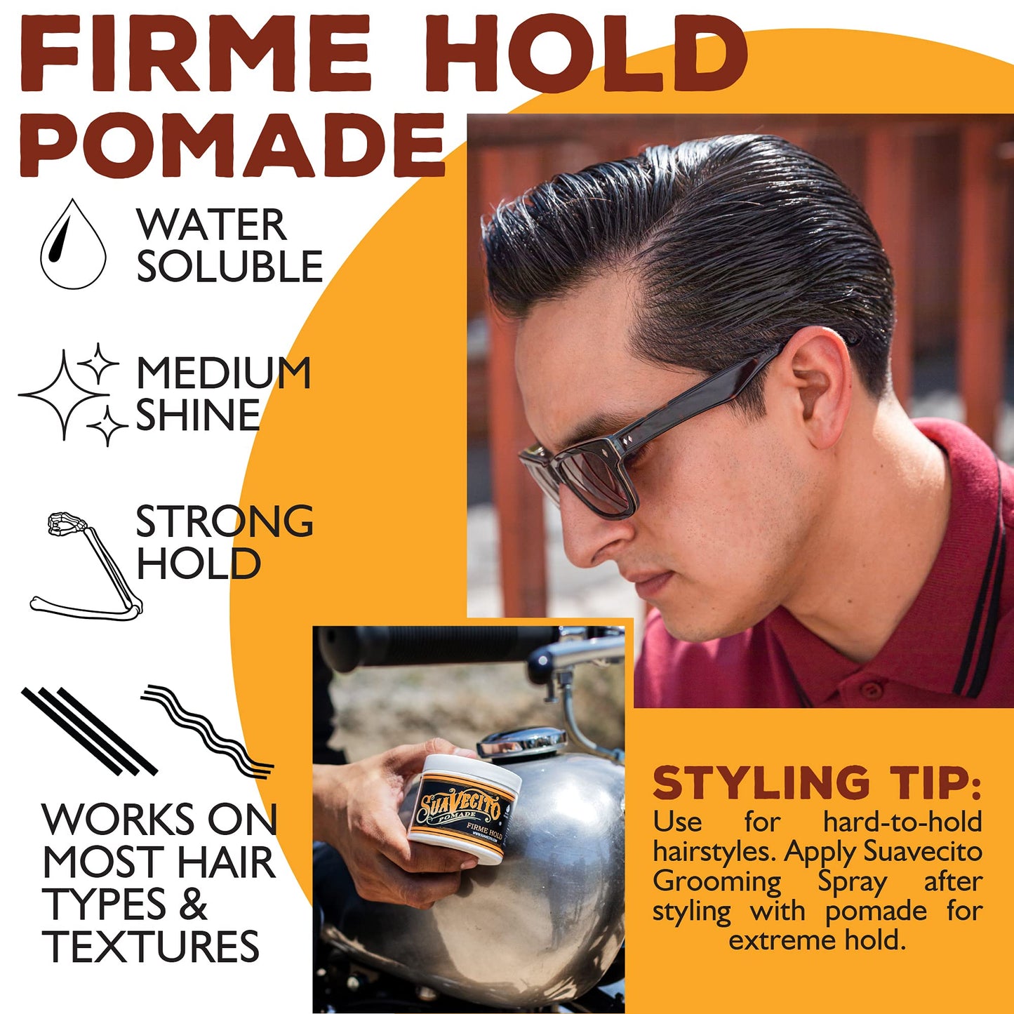 Suavecito Strong Hold Hair Pomade For Men, 32 oz - Medium Shine Water Based Wax Like Flake Free Hair Gel - Easy To Wash Out - All Day Hold For All Hair Styles