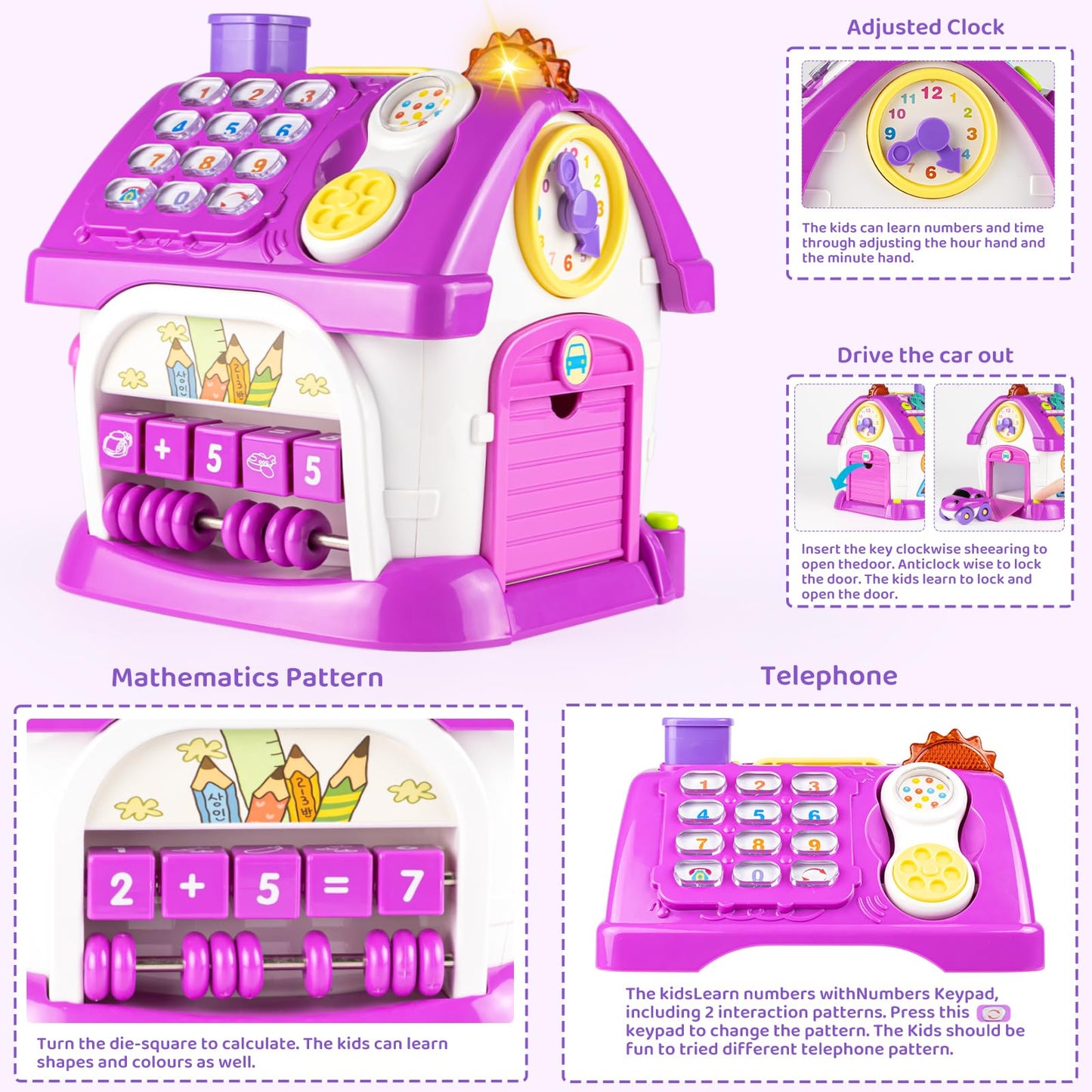 Marstone Montessori Toddler Toys for 1 Year Old Girl Gifts, 8 in 1 Multi-Functional Learning Baby Musical House for 1 2 3 Year Old Girl and Boy Birthday Gifts, Educational Baby Toys 6-12, 12-18 Months