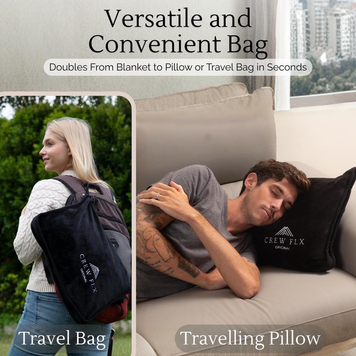 CREW FLX Waterproof Blanket for Bed (80"x60" Queen Size) Reversible Plush Fleece, Moisture Absorbent TPU Layer Stain Proof Couch Bed Mattress Water Proof Cover Light/Dark Gray