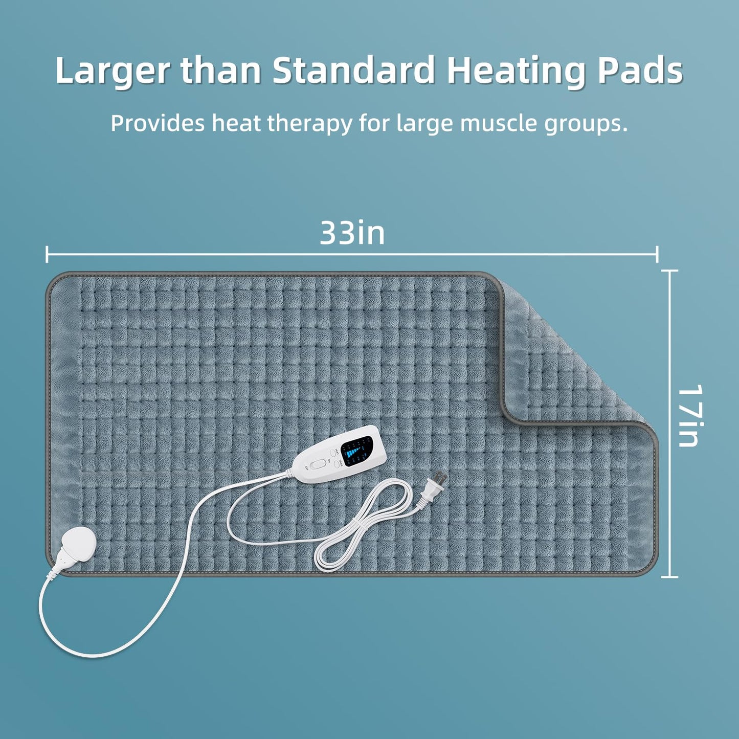 17"x33" Heating Pad XXXL for Back Pain Relief, Heated Pad for Neck/Shoulders/Legs/Knees/Feet/Cramps, Heat Pads for Women, Birthday Mothers Day Gifts for Mom Wife Grandma Her, 6 Heat Settings, Auto-Off