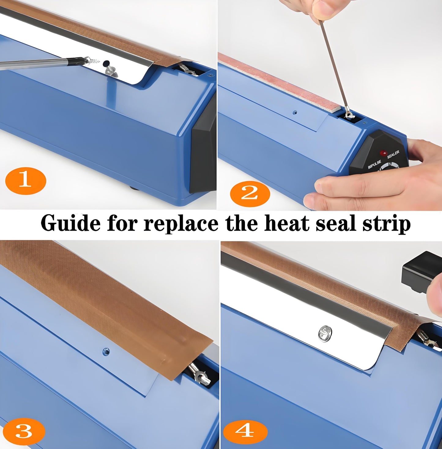 Impulse Sealer 16 inch Manual Heat Sealer Machine with Adjustable Heating Mode, ABS Shrink Wrap Bag Sealers for Plastic PE PP Bags, Portable Poly Bag Sealing Machine with Extra Replace Kit (blue)