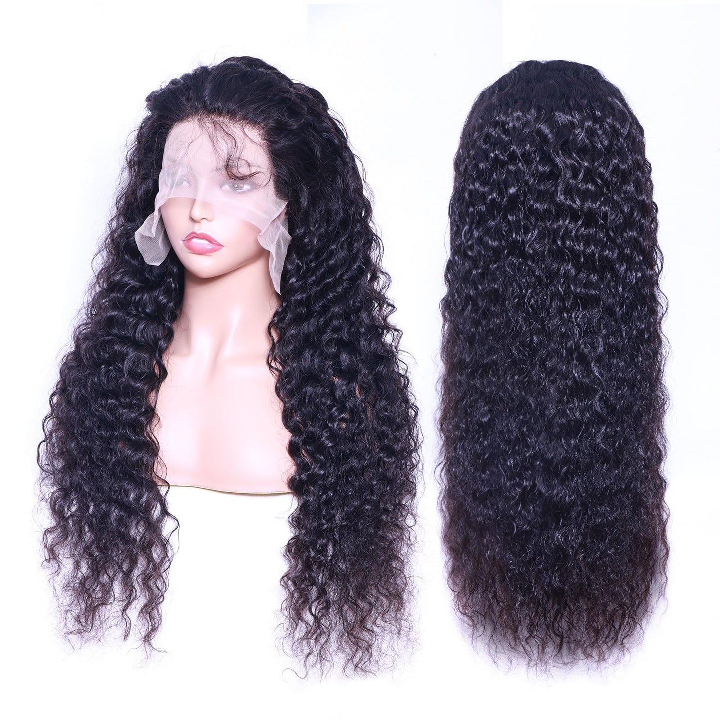 RAYFOG 28 Inch Deep Wave Lace Front Wigs Human Hair 13x4 Deep Curly Human Hair Wig Pre Plucked 180% Density HD Transparent Lace Front Wigs Human Hair for Women Deep Wave Frontal Wigs with Baby Hair