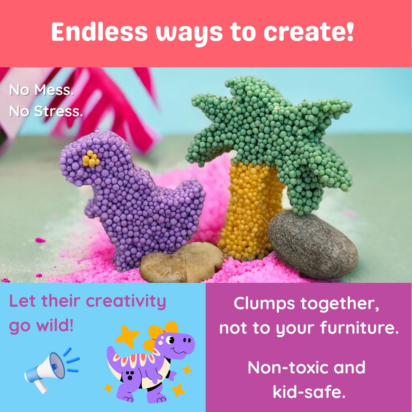 Silly Foam, Creative Modeling Foam Beads, 2-Pack Primary Colors, Perfect for Preschool and Kids, Arts & Crafts, STEM, Sensory Play, Non-Toxic (Age 3+)