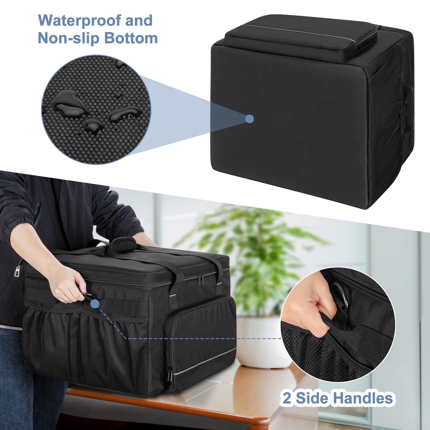 YARWO Printer Carrying Case Compatible with DNP/Fujifilm/HiTi Dye Sublimation Photo Printer, Padded Printer Travel Bag with Divider for Thermal Photo Printer, Media Rolls, Paper, 18.5 x 16.5 x 12.6 in
