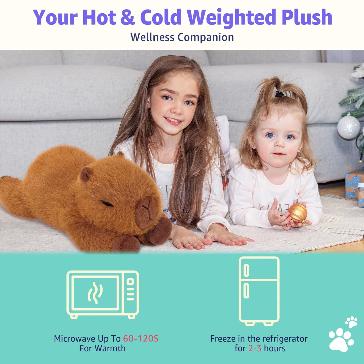 Onsoyours Original Capybara Microwavable Stuffed Animal, Weighted Heatable Capybara Plush for Warmth & Stress Relief - Comfort Plushies Toys for Kids & Adults