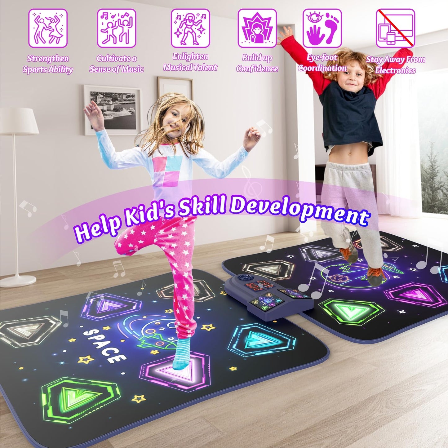 Dance Mat Toys for 3-12 Year Old Girls Boys,Dance Mat for Kids with Light Up 12-Buttons, Music Dance Toy for Toddler with 5 Modes & Bluetooth,Birthday Xmas Gifts for 3 4 5 6 7 8 9 10+ Year Old Kids