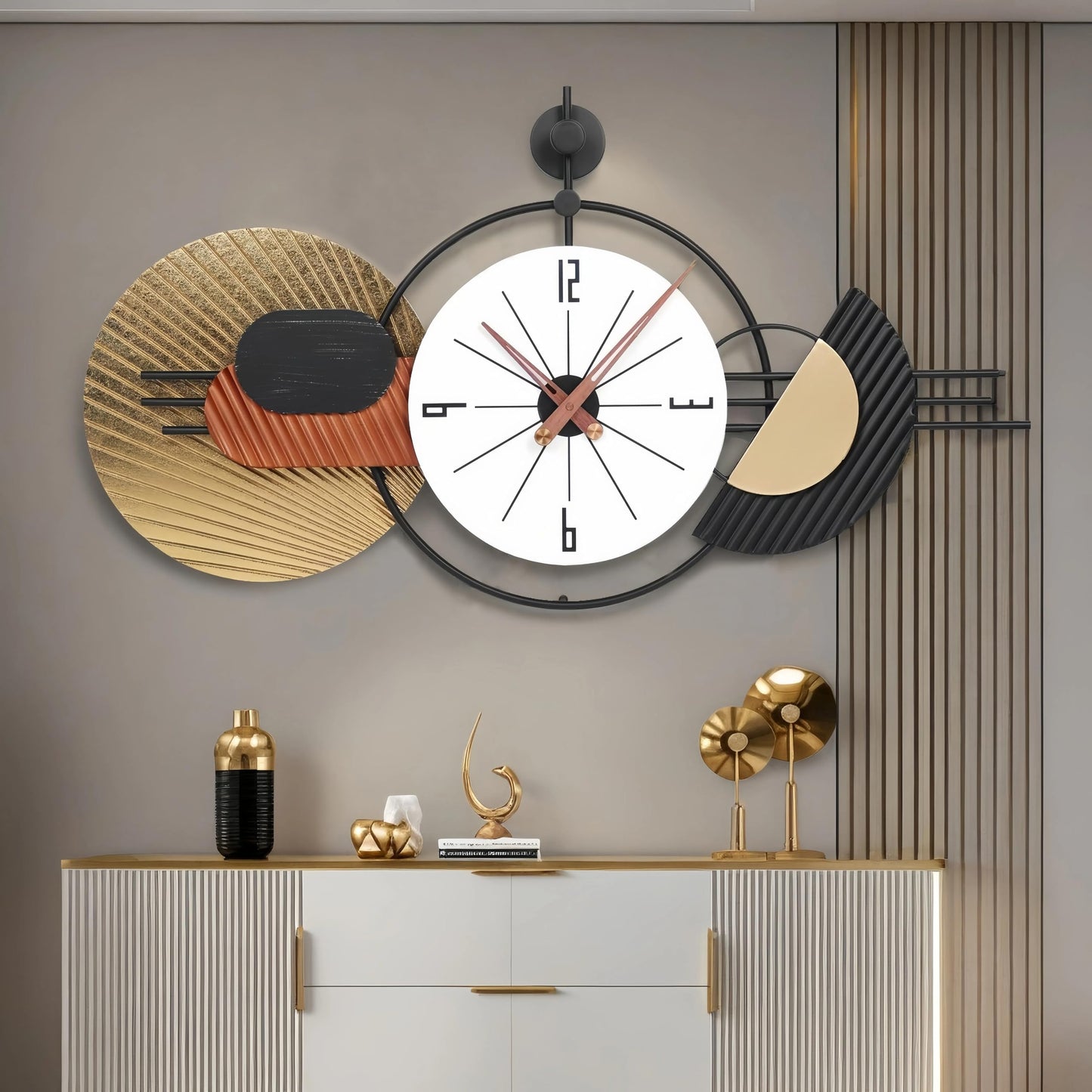 AXAORIRA 34x19 Inch Modern Large Wall Clock, Battery Operated Silent Non-Ticking Decorative Clocks for Home, Living Room, Kitchen, Bedroom, Office - Ideal Gift for Home Decor Lovers