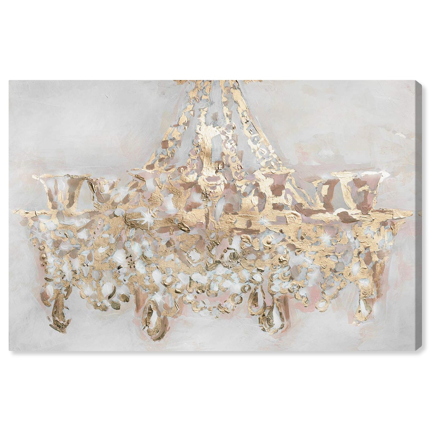 The Oliver Gal Artist Co. Fashion and Glam Wall Art Canvas Prints 'Candelabro' Chandeliers Home Décor, 24 in x 16 in, Gold, White