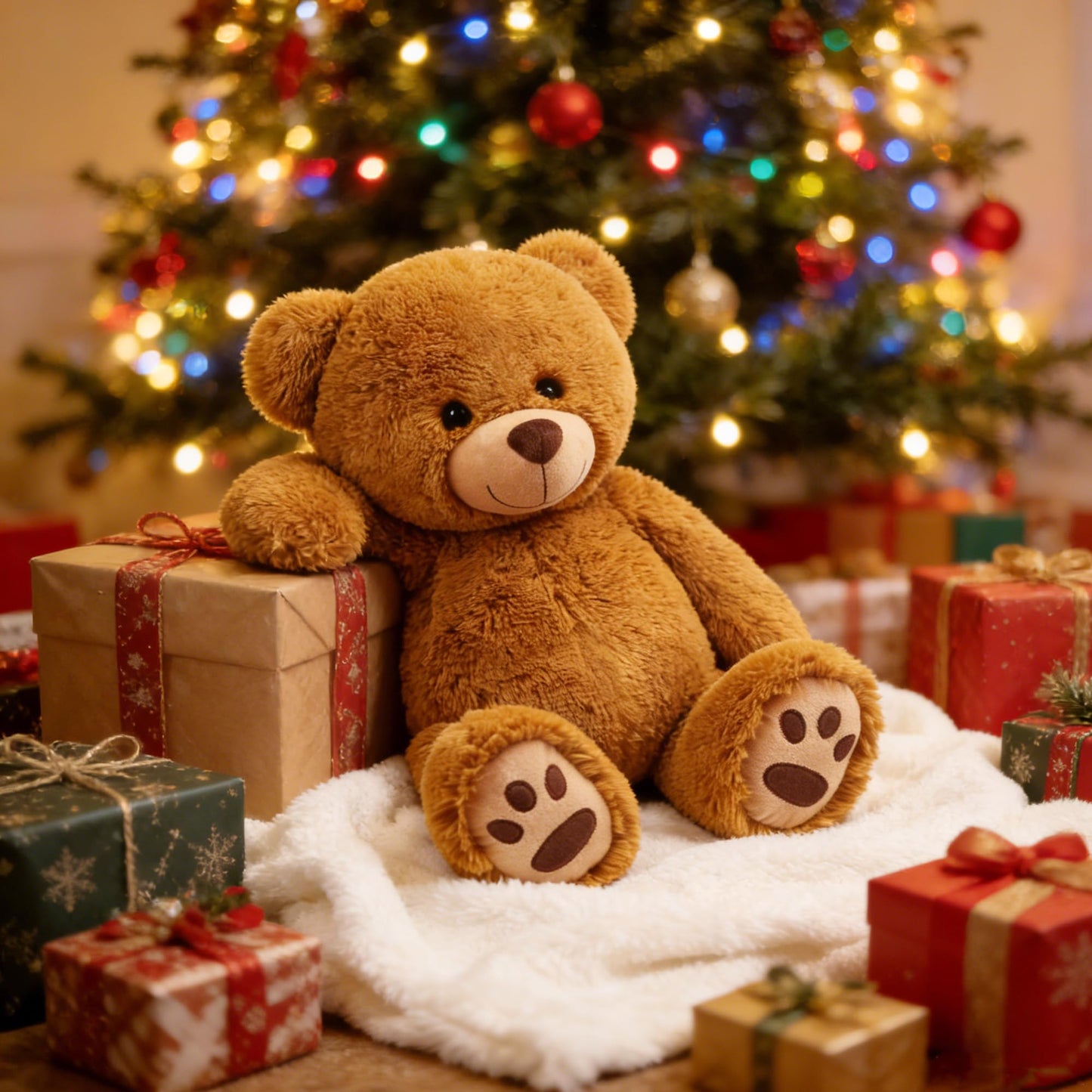 LotFancy 20 inch Teddy Bear Stuffed Animals, Soft Cuddly Plush Bear, Cute Stuffed Animals Toy with Footprints, Gifts for Kids Baby Toddlers on Baby Shower, Birthday, Easter, Tan Color