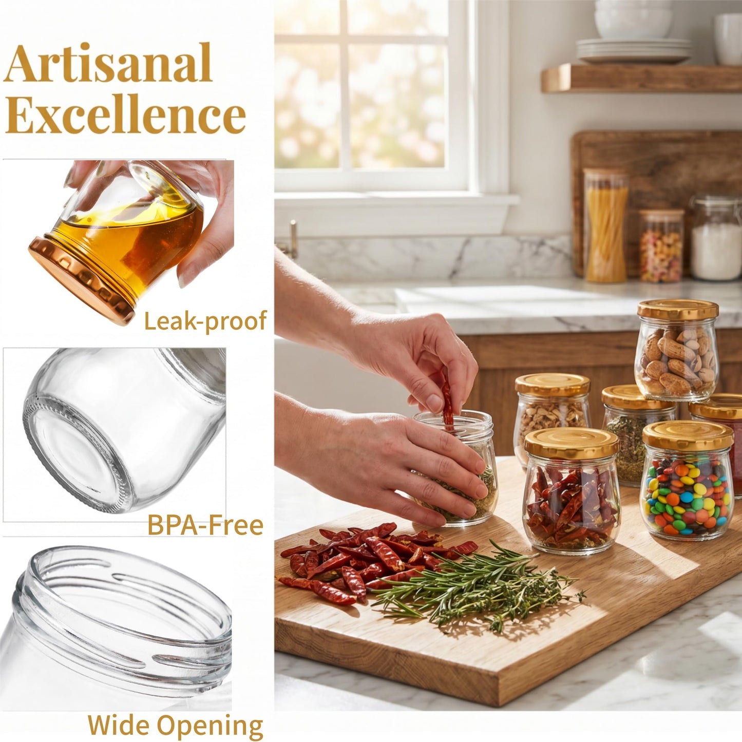WRINGKIT 40 Pack Glass Mason Jars, 6 Oz Small Jam Canning Jars with Airtight Lids, Clear Mason Spice Jars for Pudding, Jelly, Honey, Sauces, Yogurt