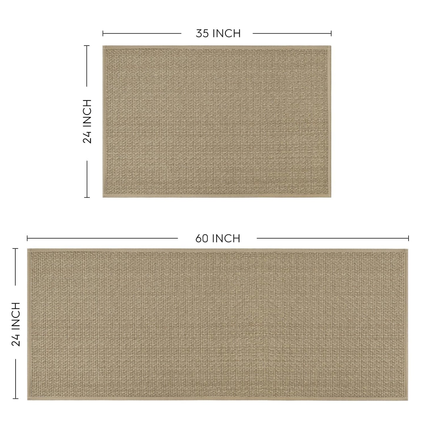 Artoid Mode Washable Non Slip Kitchen Rugs and Mats Set of 2, Rubber Backing Absorbent Kitchen Mats for Floor Front of Sink - 24x35 and 24x60 Inch