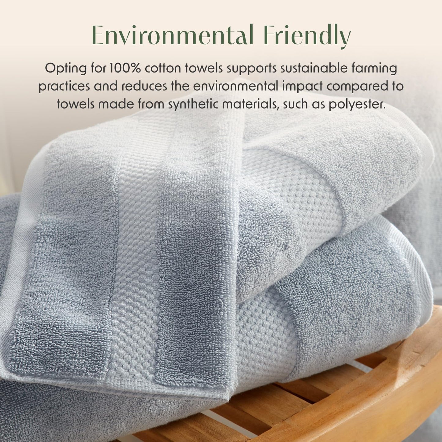 Springtree Home Blue Bath Towels Set of 6 | Classic Hotel Bath Towels | 100% Combed Cotton | Absorbent Quick-Dry Towels for Bathroom | Oeko-TEX® Standard 100 Cotton | Cynewski Collection - Blue Fog