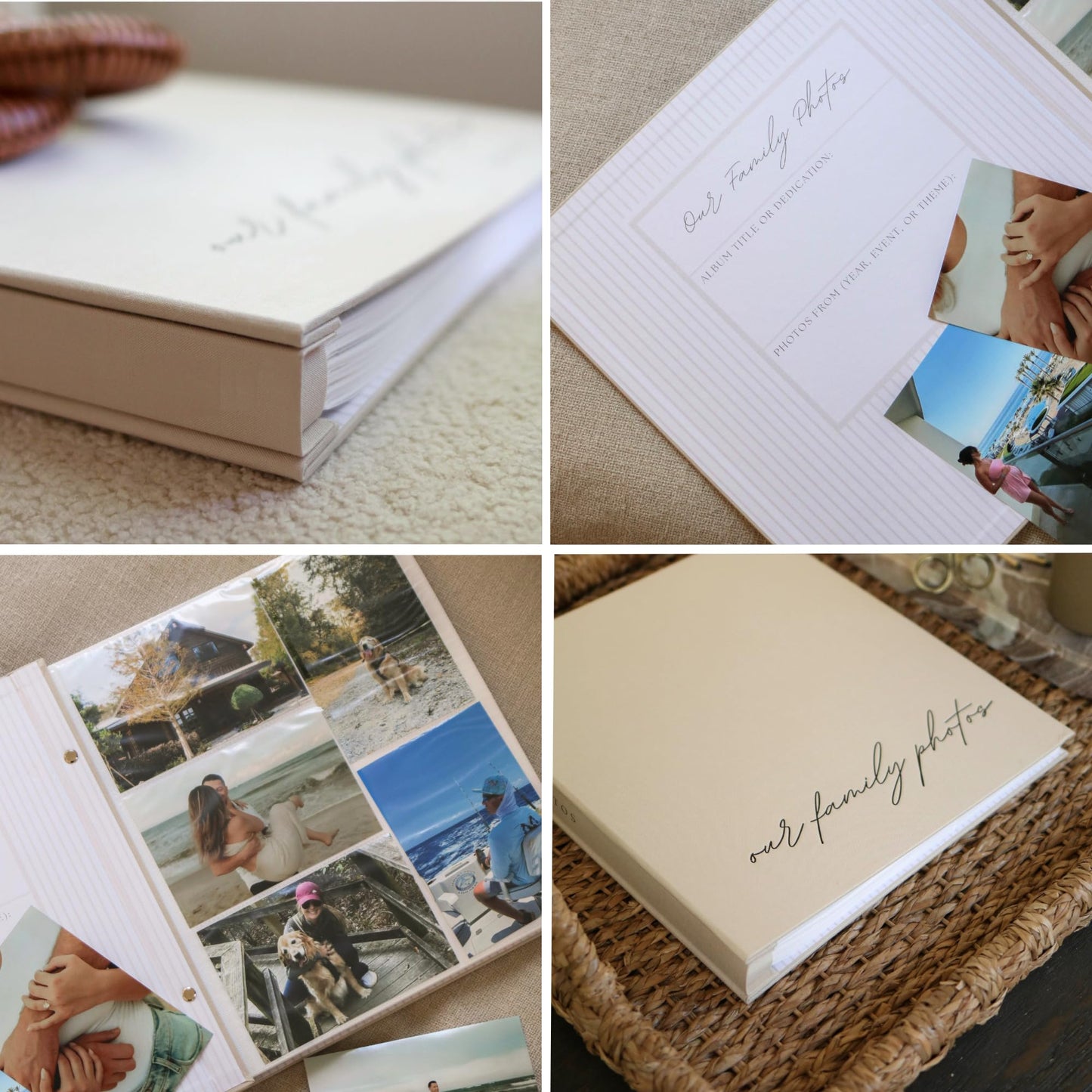 Family Photo Album 4x6 Pictures - Large Linen Picture Book 400 Horizontal & Vertical Pockets - Personalized Scrapbook Memory Book For Baby, Kids, Vacation, Couples, Anniversary