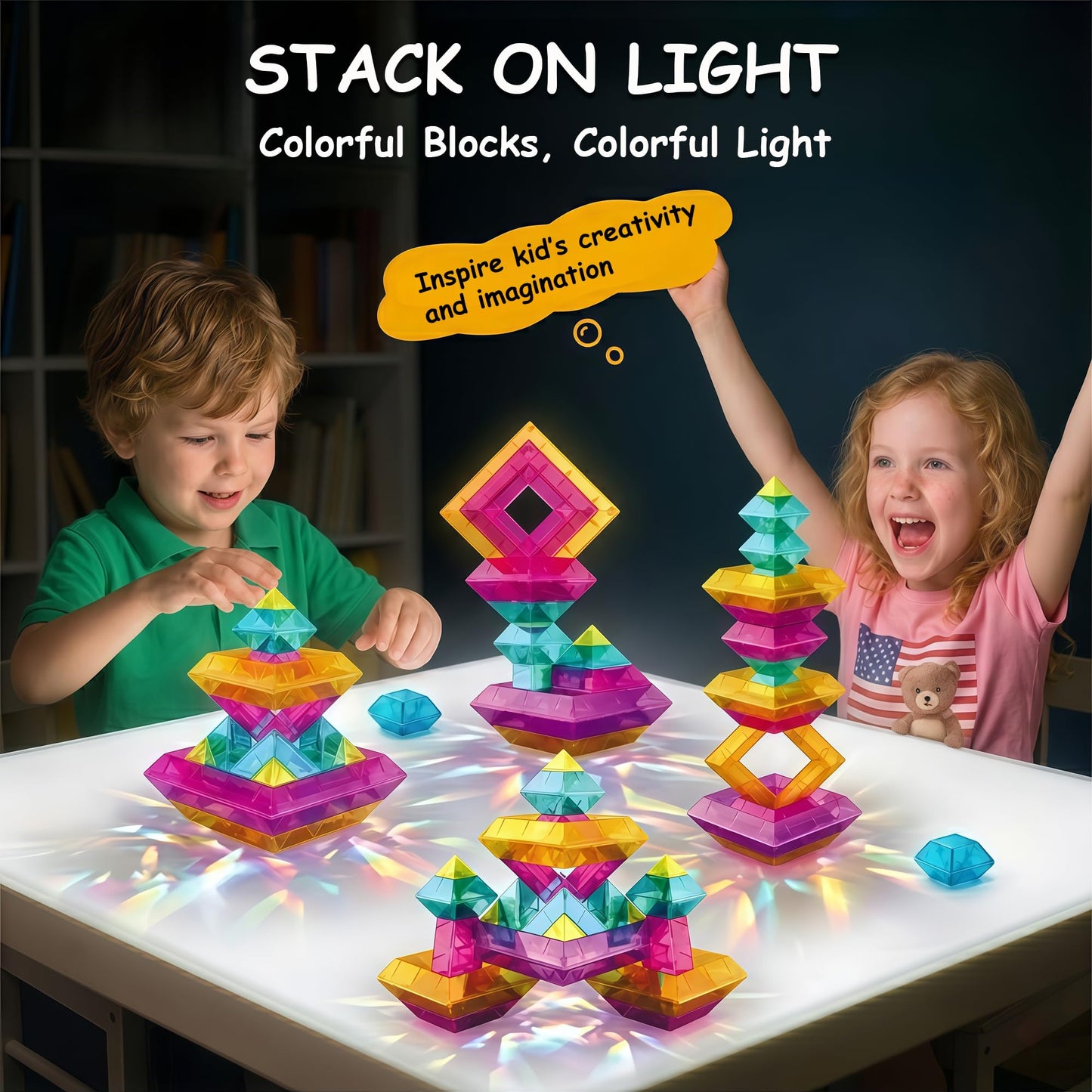 TEANXU 48 Pieces Building Blocks Set for Preschool Learning Activities STEM Toys for 3 4 5 6 Years Old Kids Educational Gift for Boys Girls