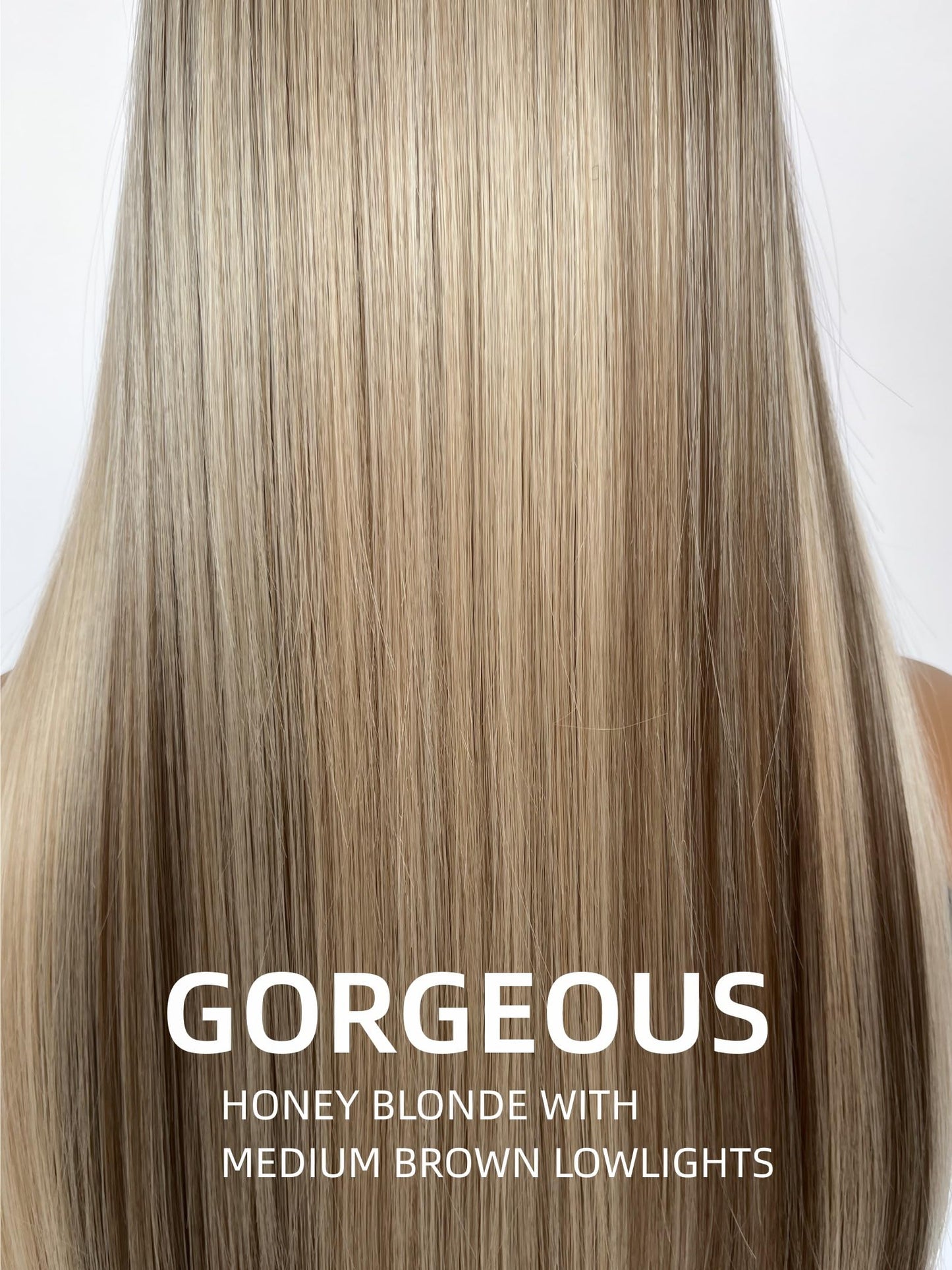 mytonecoo Highlight Brown Balayage Straight 13x6 Lace Front Wigs Glueless HD Synthetic Lace Front Wig for Women Natural Looking like Human Hair Pre Plucked Hairline 24inch