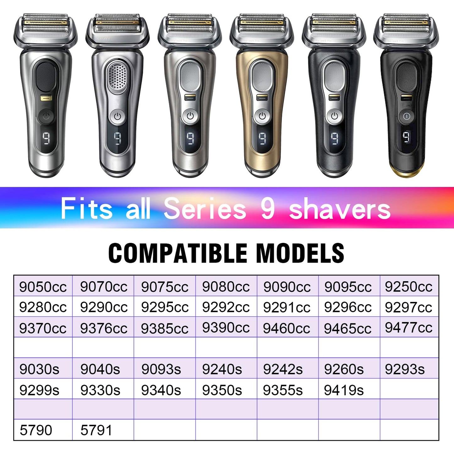 2PCS 92S Series 9 Replacement Head for Braun Series 9 Foil Shaver Replacement Heads for Braun Series 9 Replacement Blades 9290cc, 9291cc, 9370cc, 9293s, 9385cc, 9390cc, 9330s, 9296cc Foil Shaver