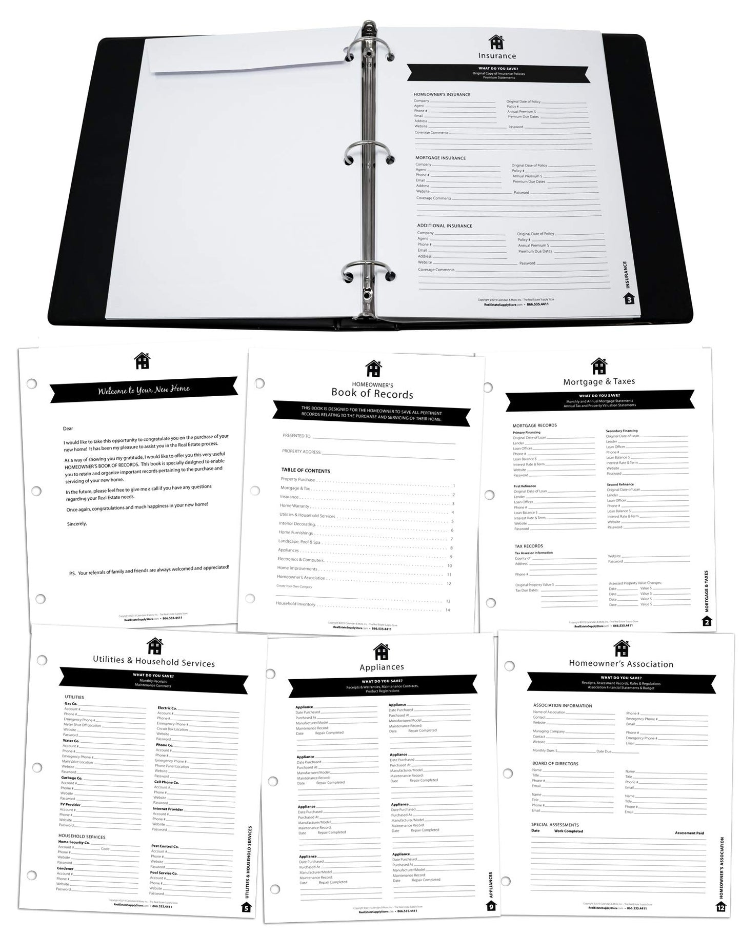 HannahDirect The Homeowner's Book of Records - Real Estate Agent Closing Gift (Black, Pack of 1)