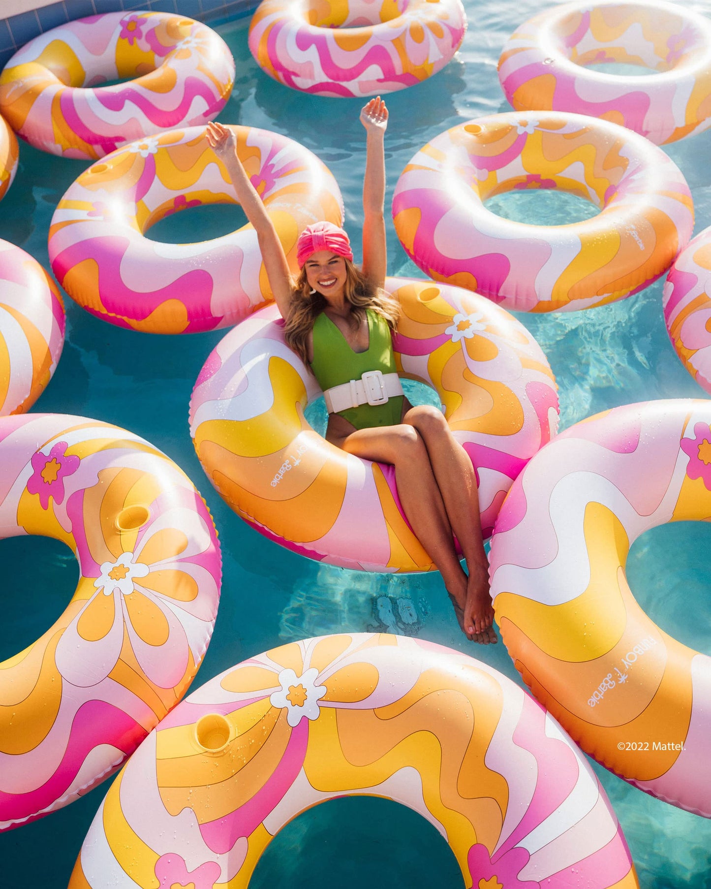 FUNBOY & Barbie Luxury Dream Tube Pool Float Oversized 50'' Adult Tube Float with Cup Holder