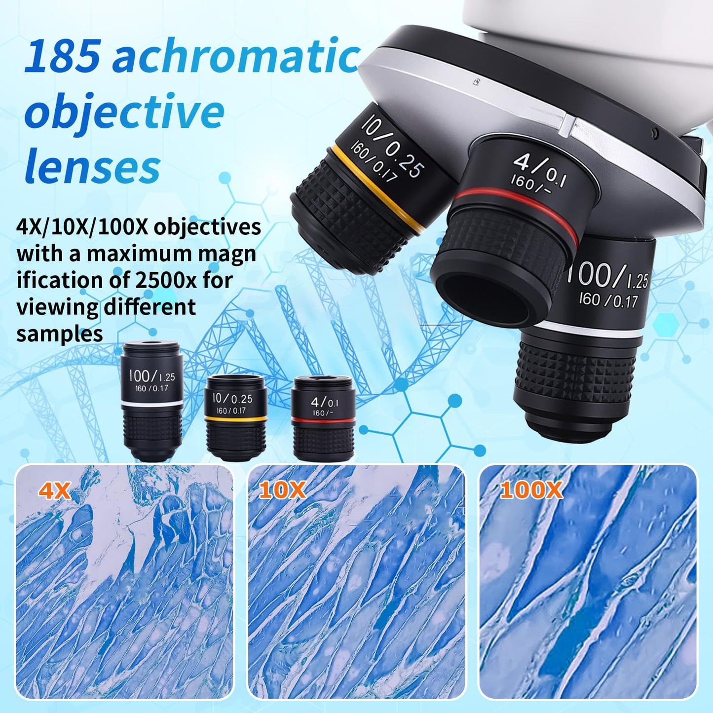 Microscope for Kids & Adults, 40X-2500X High-Power Compound Microscope for Students, School Lab & Home Schooling,Features Prepared Slides & Phone Holder
