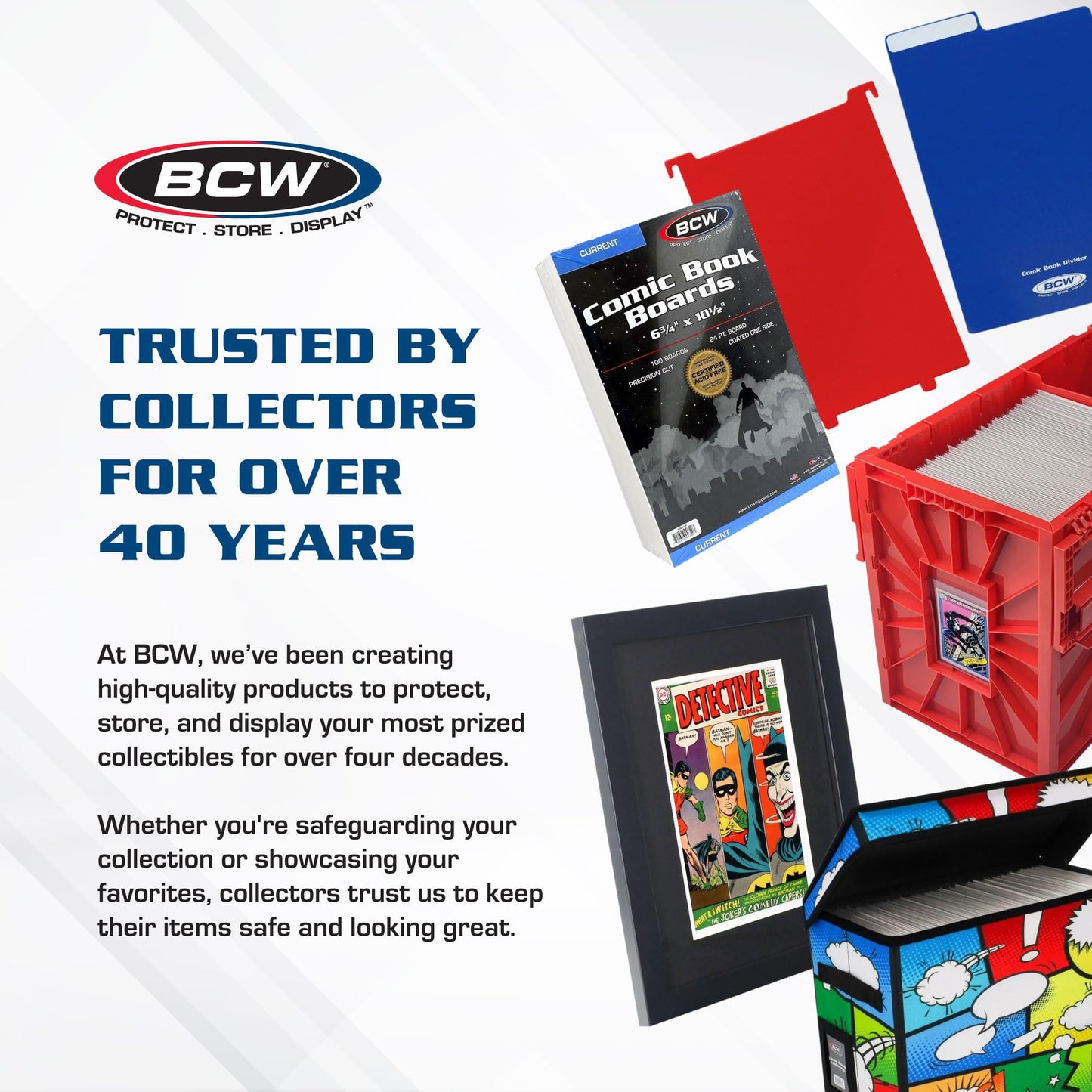 BCW Comic Book Storage Box - 2 ct | Foldable Case | Each fits 125-150 Sleeved and Boarded Comic Books | Comic Book Storage For Silver, Bronze, and Current Comics (2 Pack, Gray)