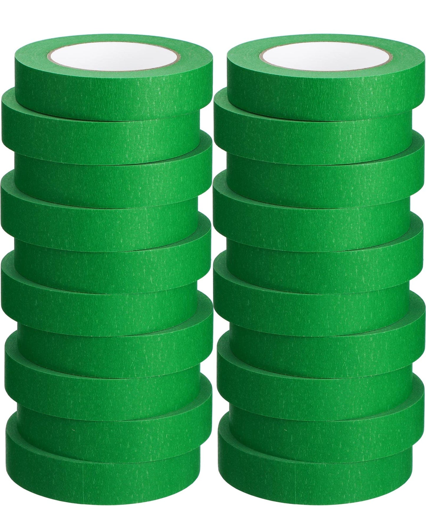 Fainne 20 Pcs Green Painters Masking Tape Bulk 1 Inch x 55 Yard, General Purpose Paint Band Removable Adhesive Tape Multi Surface Roll for Painting Labeling School Supplies