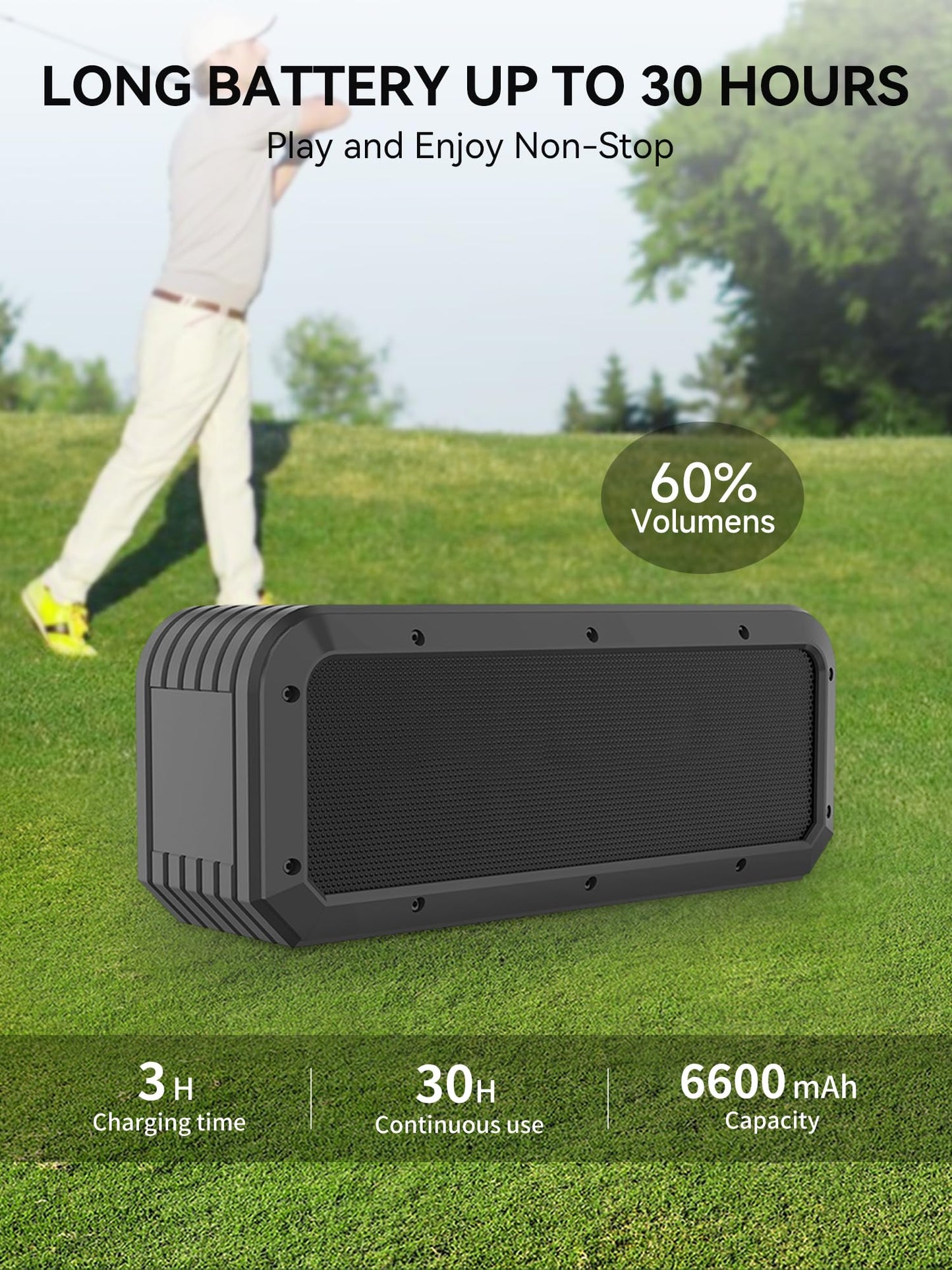 PILSAMAS Magnetic Golf Speaker, Golf Cart Speakers Bluetooth - 40w Loud Bluetooth Speaker, Deep Bass, EQ, TWS, 30H Battery- Portable IPX7 Waterproof Bluetooth Speaker, Golf Accessories for Men