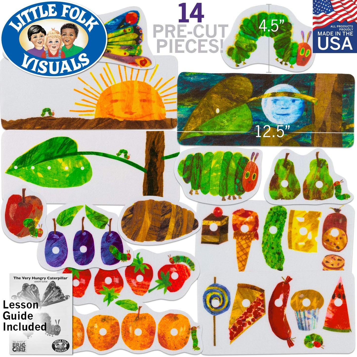 Little Folk Visuals LFF-228 Little Folk Visuals The Very Hungry Caterpillar Flannel Board Precut Felt Figures