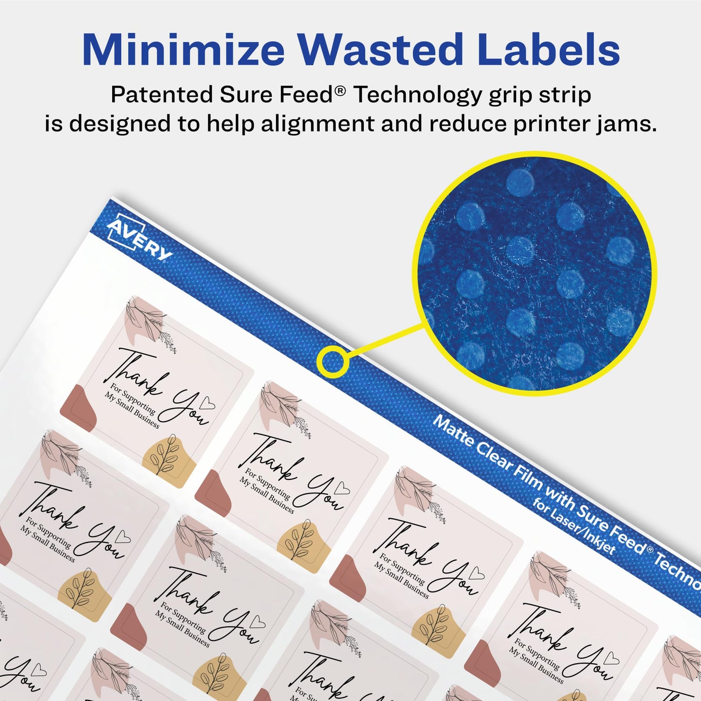 Avery Matte Clear Square Labels with Sure Feed, 1" x 1", 4,800 Matte Clear Labels, Print-to-The-Edge, Laser/Inkjet Printable Labels