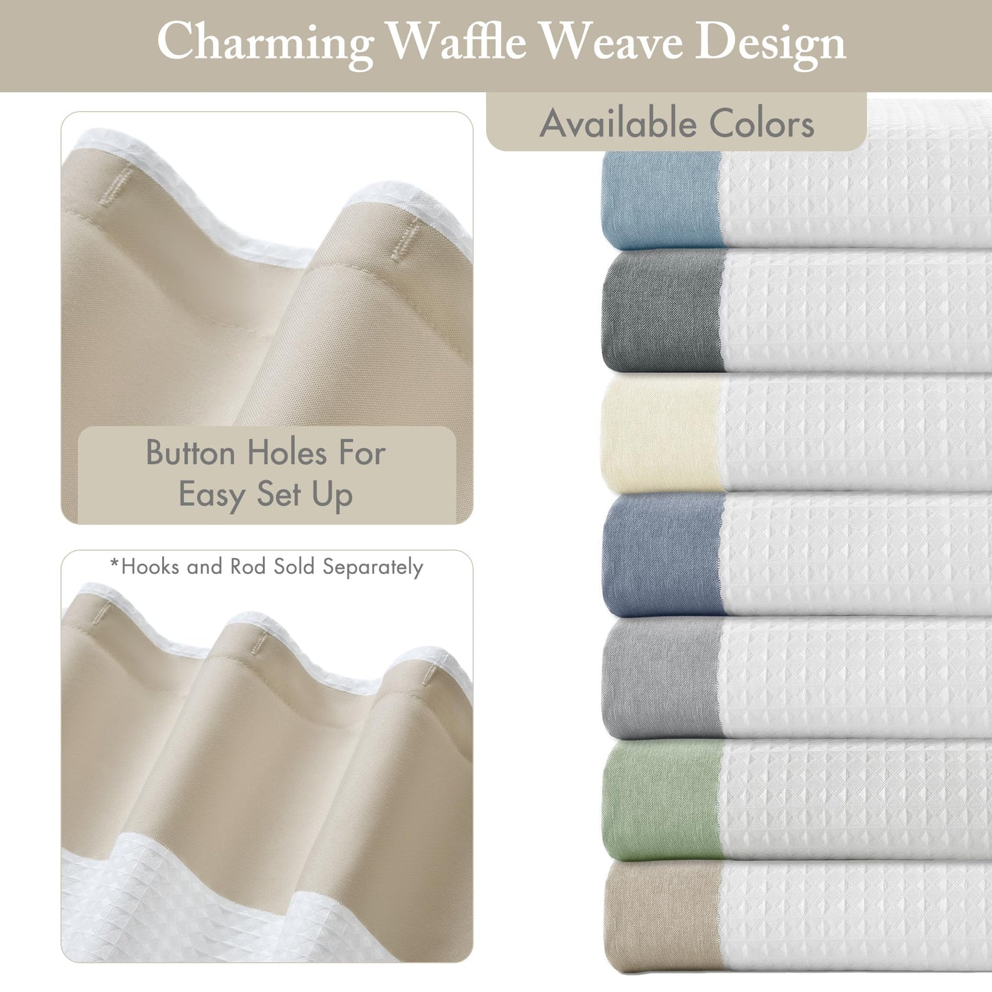 Madison Park Shower Curtain Spa Waffle Weave Long Shower Curtain for Bathroom 3M Scotchgard Moisture Management, Spa Quality Modern Shower Curtains for Bathroom, Long 72x78 Taupe