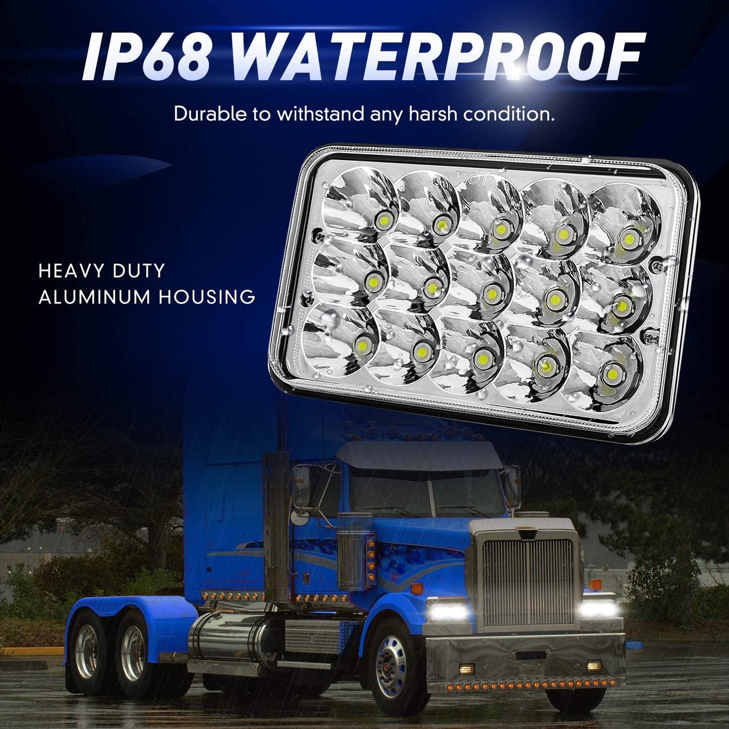 BESTZHEYU 4PCS 4x6 Headlight Compatible for Peterbil Kenworth Freightinger Probe Oldsmobile Cutlass Express Cargo Van 1500 2500 3500 DOT LED Headlight