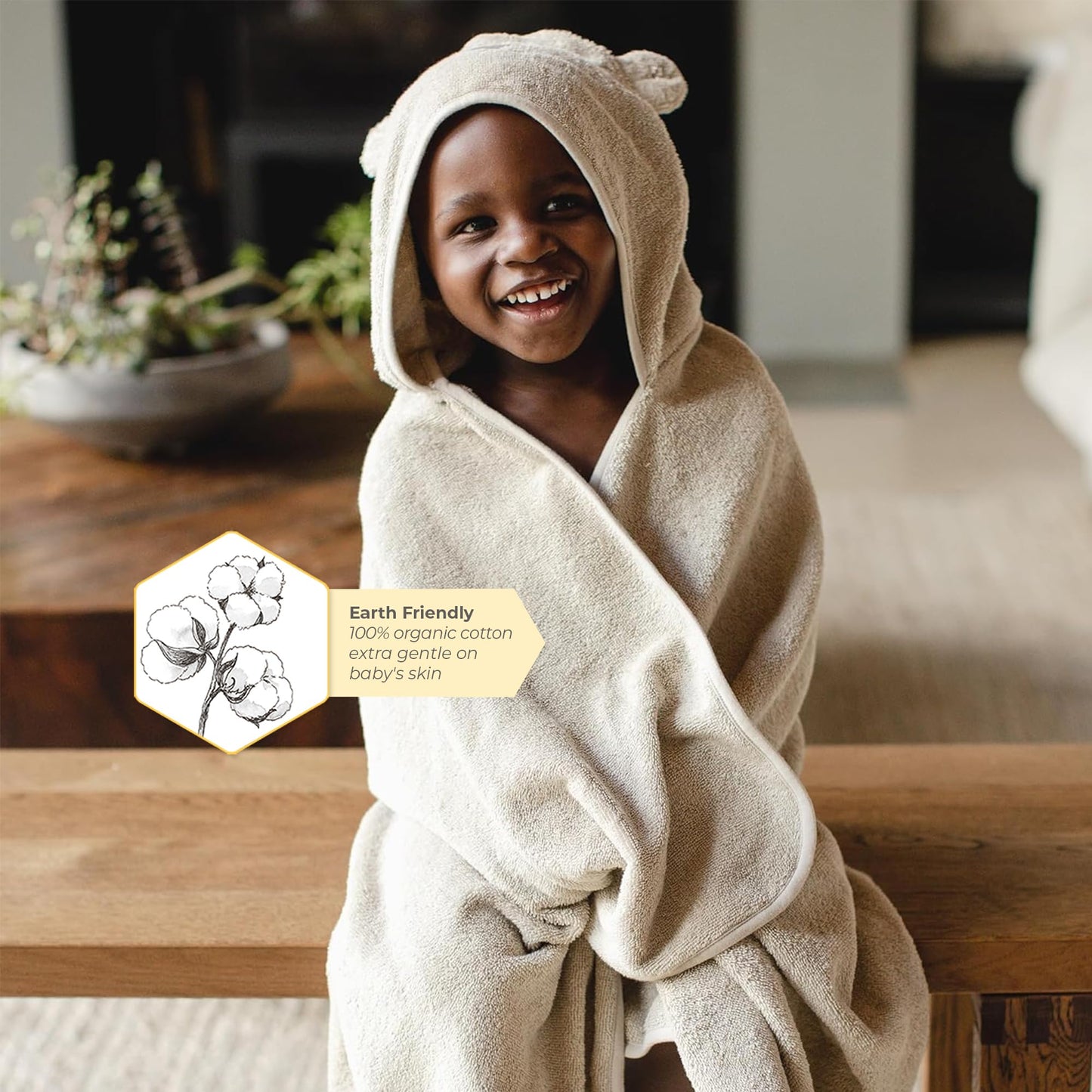 Burt's Bees Baby Toddler Hooded Animal Character Towels Organic Cotton, Unisex Bath Essentials, Soft Nursery Towel for Kids
