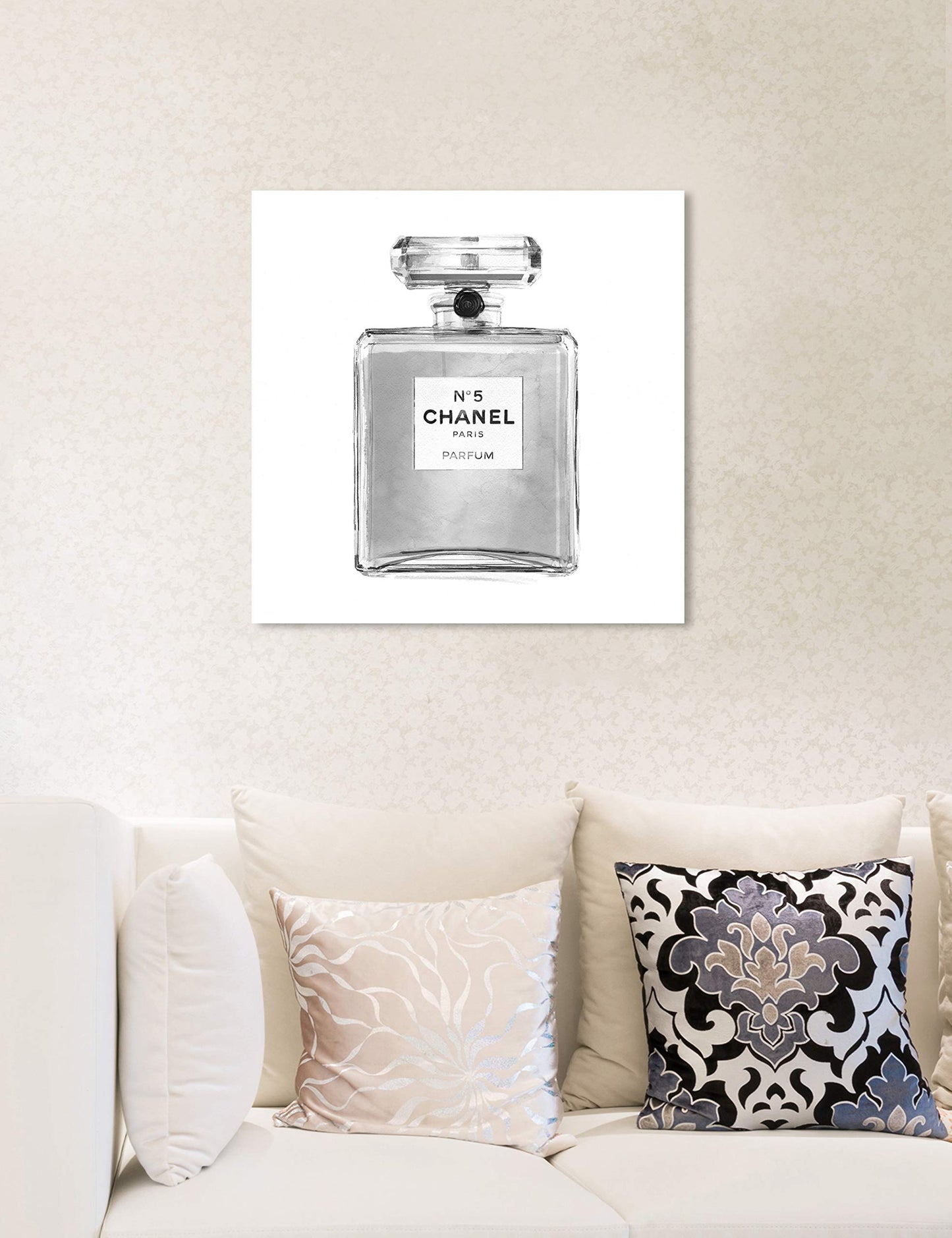 The Oliver Gal Artist Co. Oliver Gal 'Silver Classic Perfume' Gray Fashion Wall Art Print Premium Canvas 16" x 16"