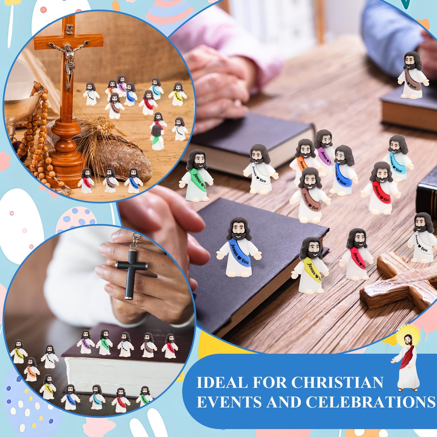 Owurha 300 Pcs Jesus Love You Mini Figures Baby Jesus Figurines in Bulk Tiny Miniature Religious Figures for Hide and Seek, Sunday School, Religious Party Favors, Baptism Gifts, Easter Egg Stuffers
