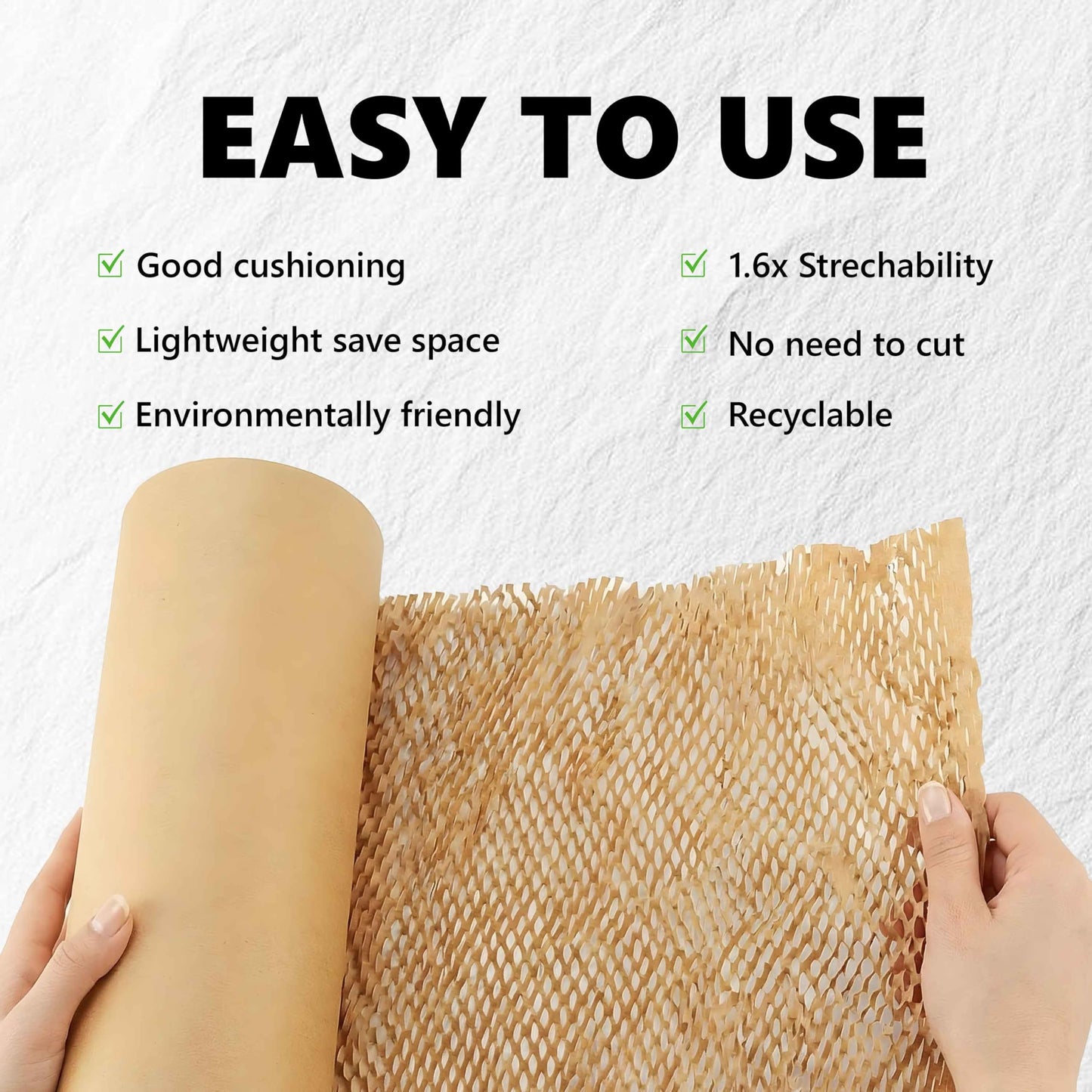 15”x700’ Honeycomb Paper, Honeycomb Packing Paper for Moving Packing Materials for Fragile Items, 2 rolls Each of 350ft With 50 Fragile Sticker Labels