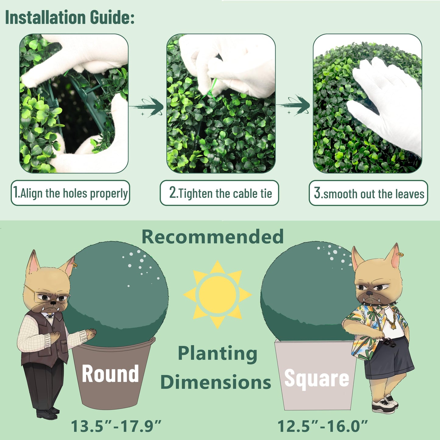 Decwin 19 Inch 2 Packs Artificial Boxwood Balls Topiary Balls, 4 Layers of UV-Resistant Greenery Balls Indoor Outdoor Garden, Backyard, Patio, Front Door – Assembly Required