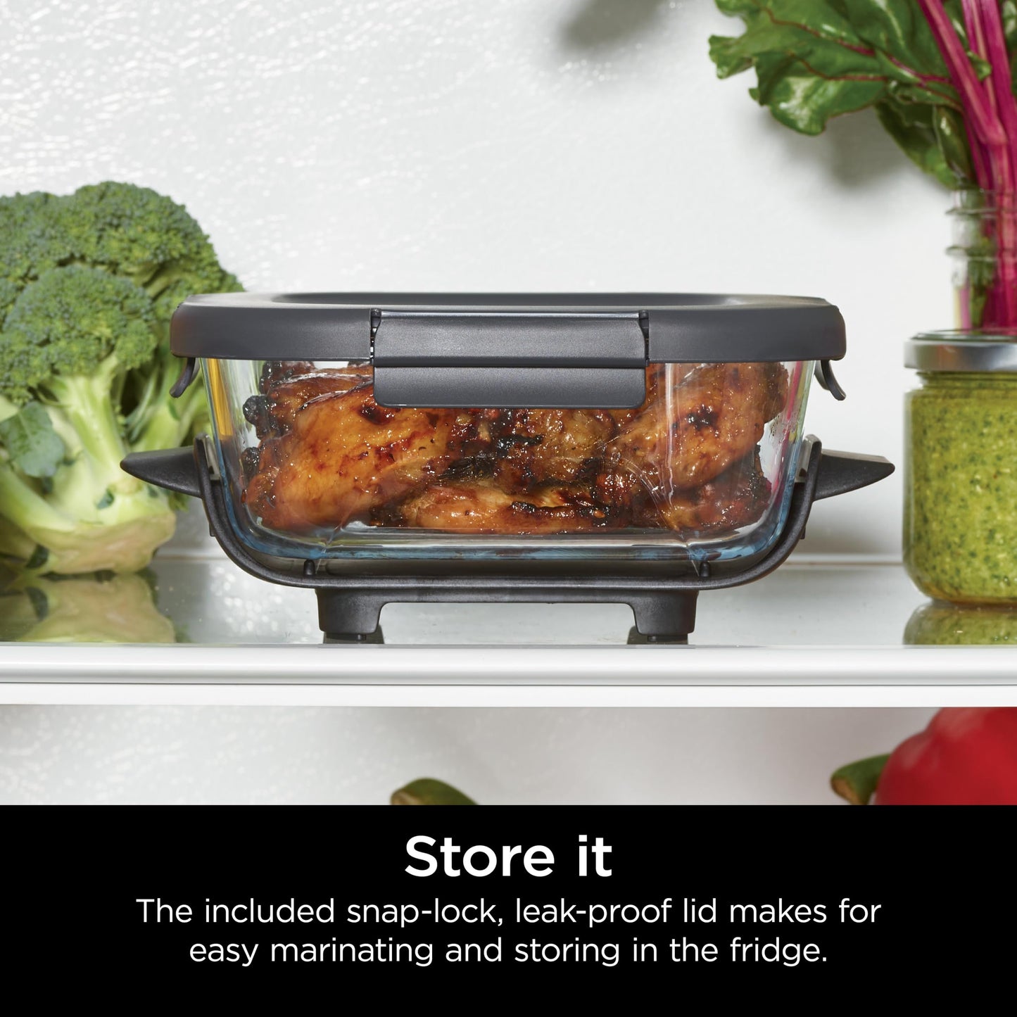 Ninja 6 Cup CleanCrisp Glass Container & Leak-Proof Storage lid, Compatible with Ninja Crispi® Portable Cooking System FN101 Only, Microwave, Freezer & Dishwasher Safe, PFAS & PTFE Free, XSKSFN6CUP