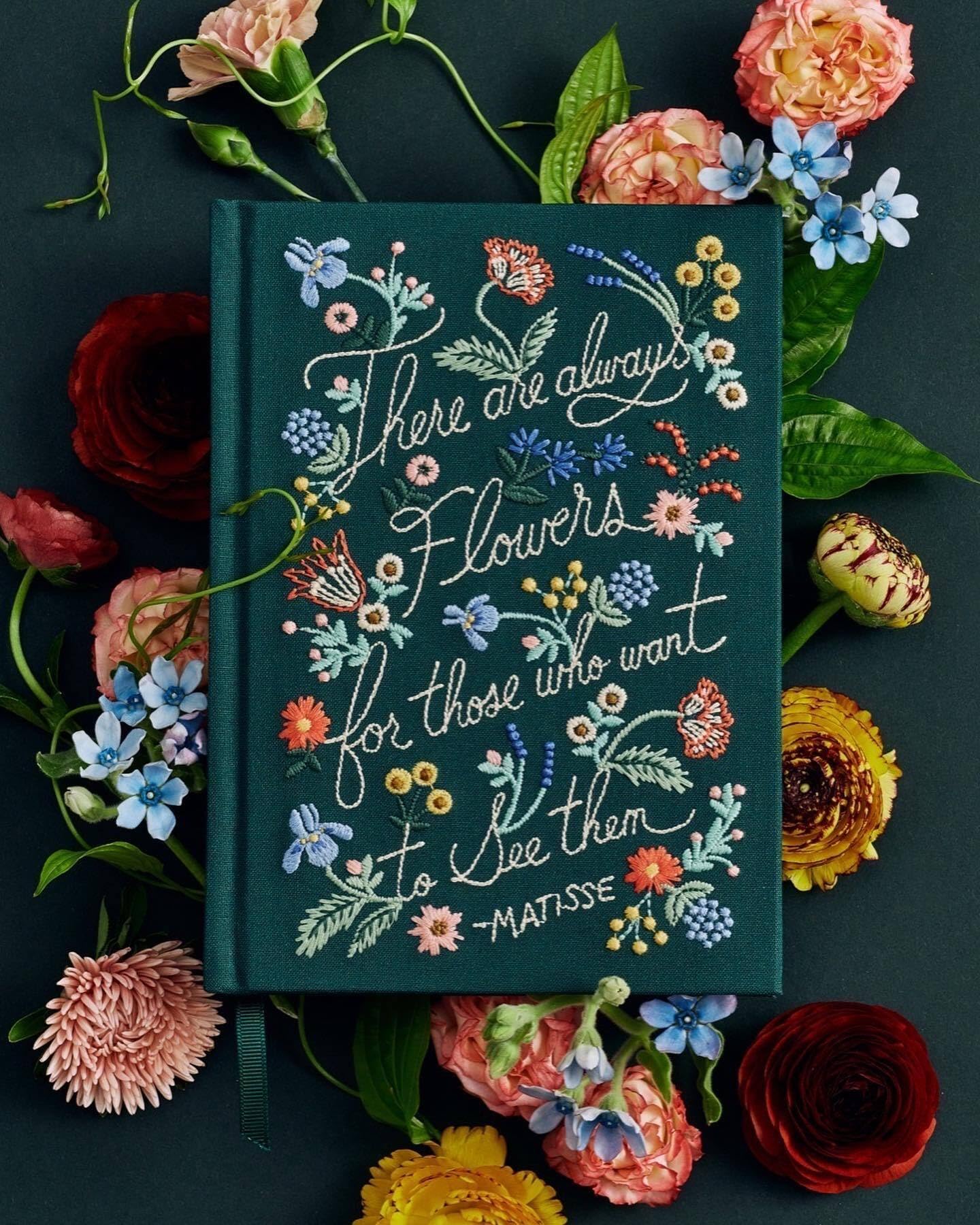 RIFLE PAPER CO. There Are Always Flowers Embroidered Journal | 240 Ruled Pages, Cloth Cover with Floral Embroidery & Grosgrain Ribbon Bookmark, Lay-Flat Binding, 8" L x 5.75" W