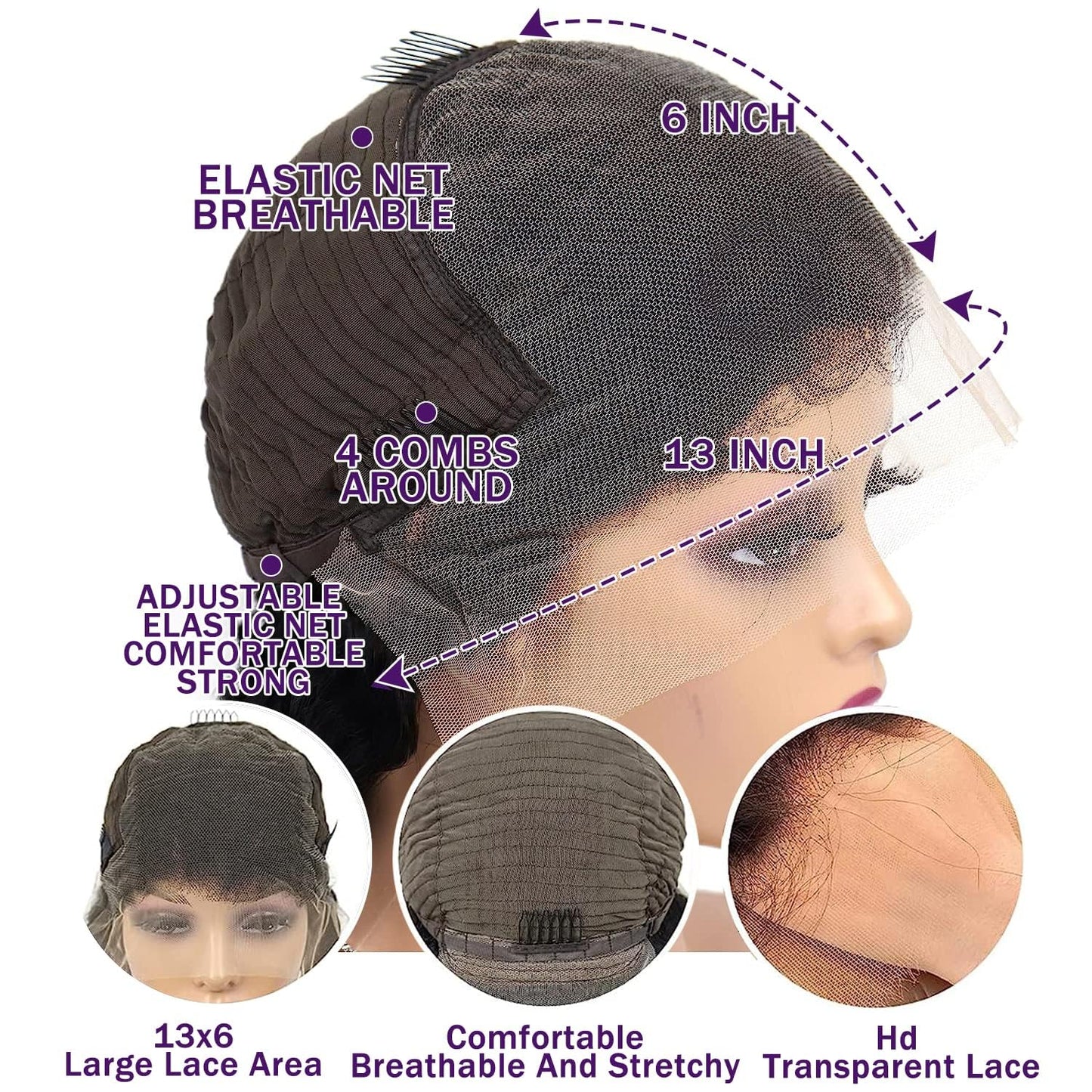 Curly Lace Front Wigs Human Hair 13x6 Kinky Curly HD Transparent Lace Frontal Wig for Women Short Curly Human Hair Wigs Pre Plucked With Baby Hair 220% Density Glueless Hair Curly Wigs (16 Inch)