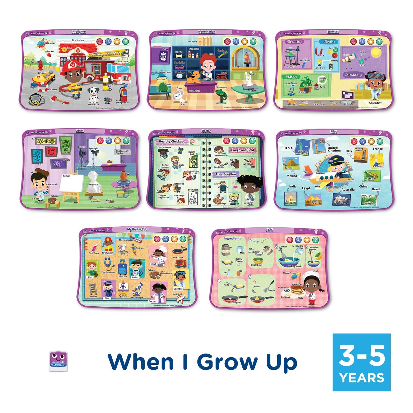 VTech Touch and Learn Activity Desk Deluxe 4-in-1 Preschool Bundle Expansion Pack II for Age 3-5, White