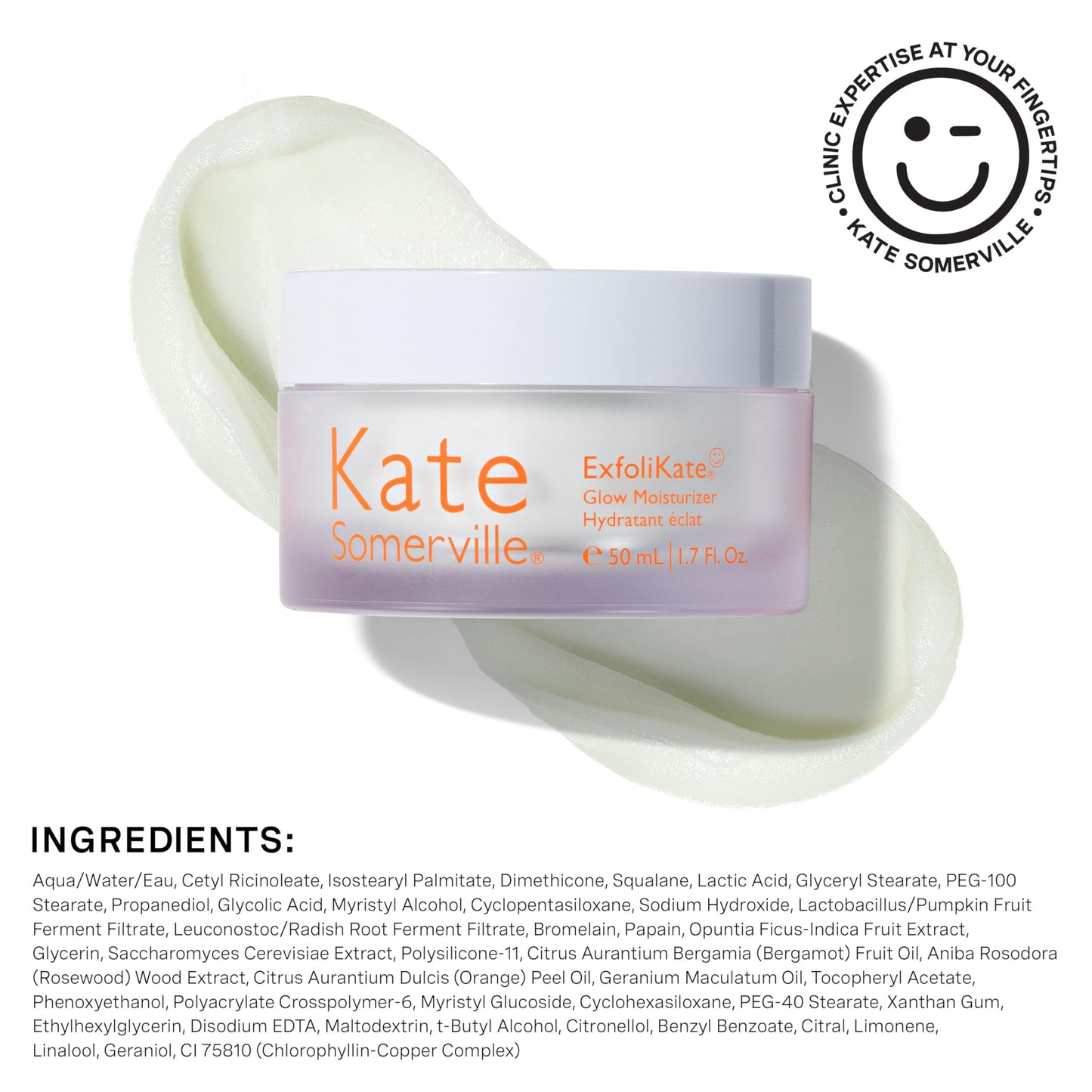 Kate Somerville ExfoliKate Glow Moisturizer – Clinically Formulated Daily Face Cream – Gently Exfoliating and Hydrating, 1.7 Fl Oz